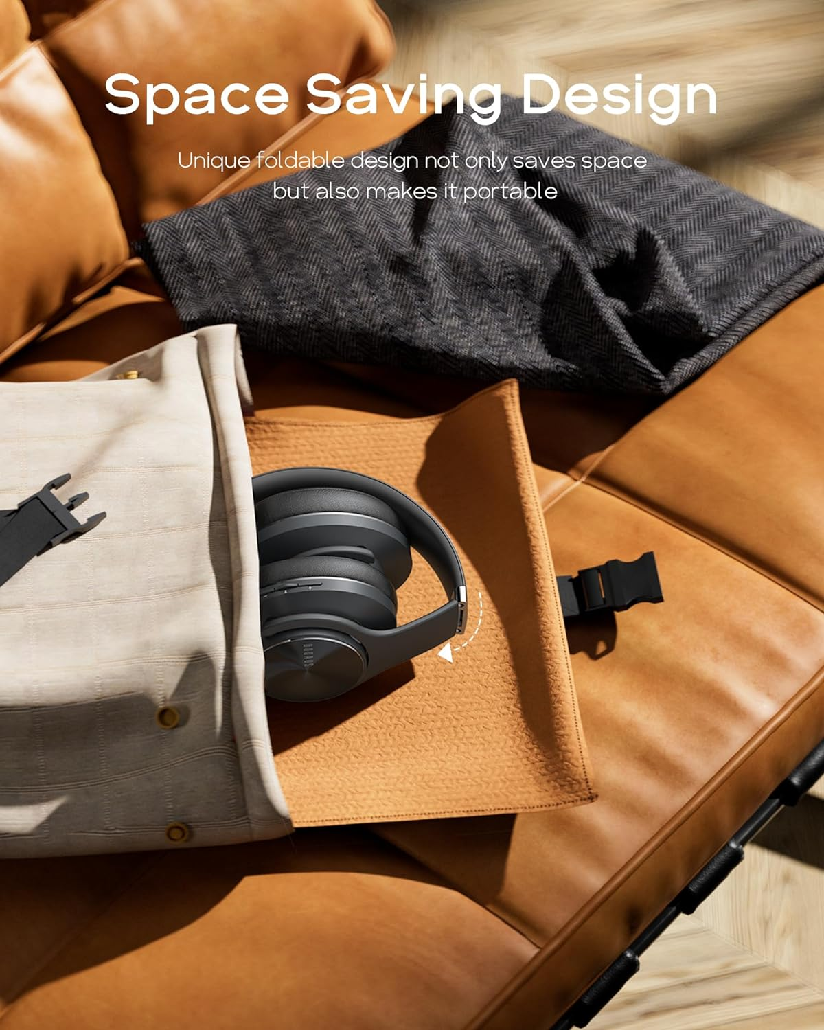 DOQAUS Bluetooth Headphones over Ear, [52 Hrs Playtime] Wireless Headphones, 3 EQ Modes, Foldable Hi-Fi Stereo Bass Headphones, Soft Memory Protein Earmuffs, Built-In Mic ＆ Wired Mode for Phone/Pc/Tv&hellip; image number 3