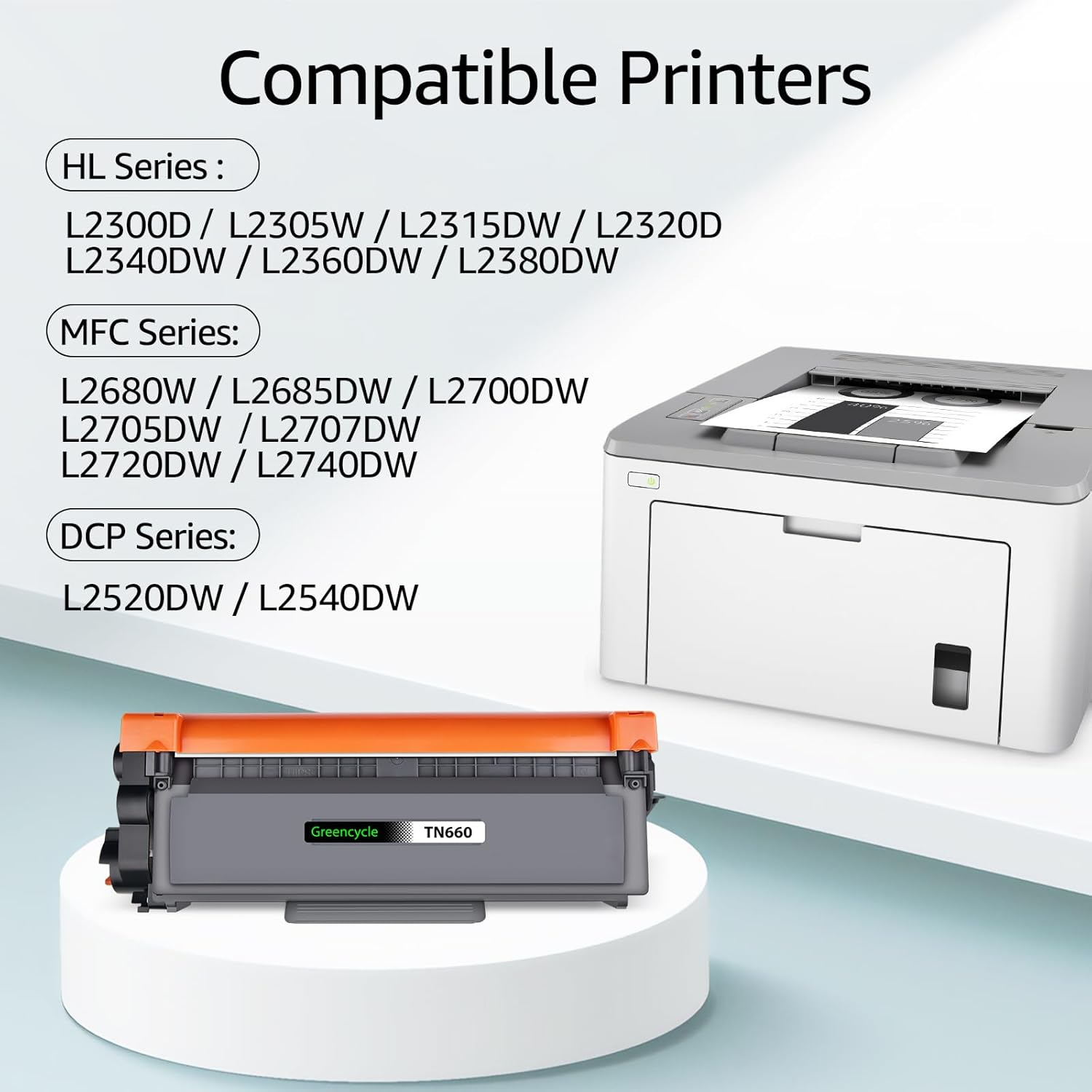 Greencycle 1 Pack TN660 TN-660 TN630 TN-630 Black Toner Cartridge Replacement Compatible for Mfc-L2700Dw Mfc-L2740Dw Dcp-L2540Dw HL-L2300D HL-L2380DW HL-L2320D DCP-L2540DW Laser Printer image number 6