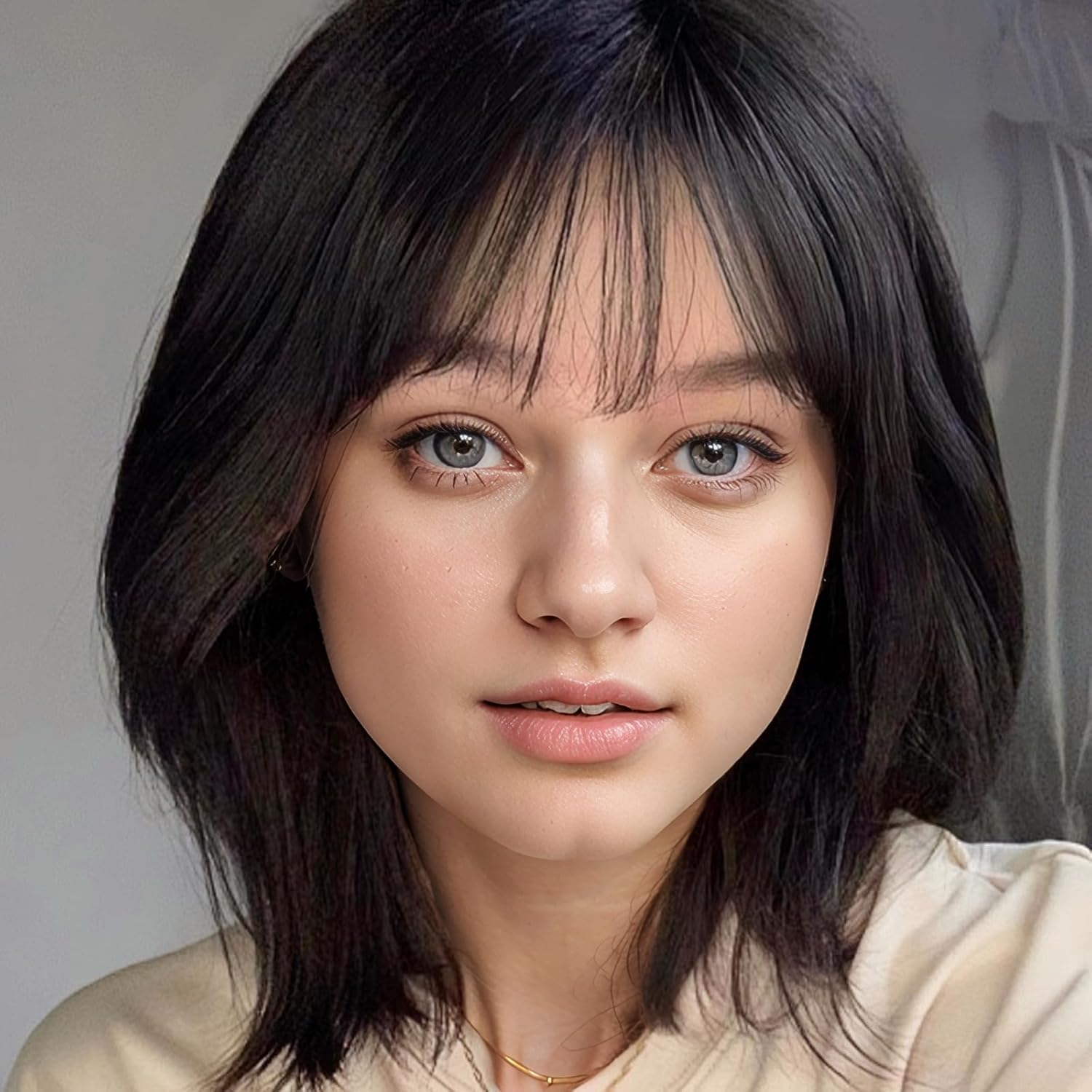 Hair Clip in Bangs -Real Human Hair Hairpiece Bangs Wispy Bangs Clip on Hair Extensions Fake Hair Bangs with Faux Curtain Bangs Temples Hairpieces for Women image number 4