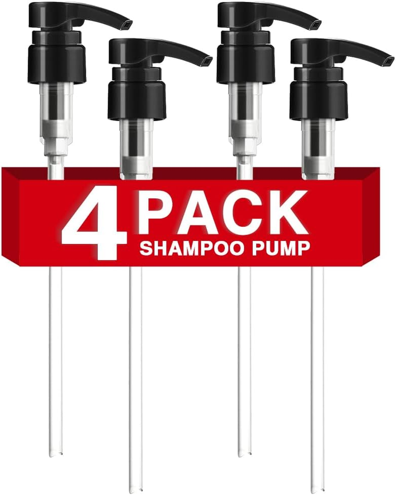 4-Pack Shampoo Pump for Liter 33.8 Oz Shampoo and Conditioner Pump Dispenser Fits Most Salon Bottles with 1.1 Inch Opening, Black & White Replacement Pump Top for Soft Hair Product,Body Wash,Lotion
