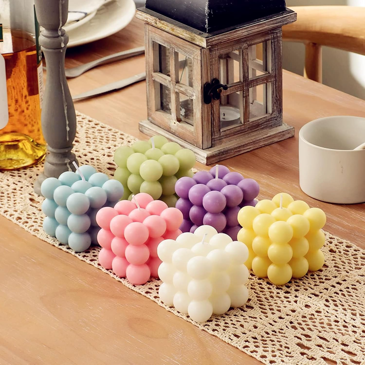 2 Pieces Bubble Candle Soy Wax Scented Candle for Bedroom, Dorm, Bathroom, Home - Scented Candle Set of 2 Pieces for Gifting, Decorating 2.2" W X 2.36" H (Green + Purple)