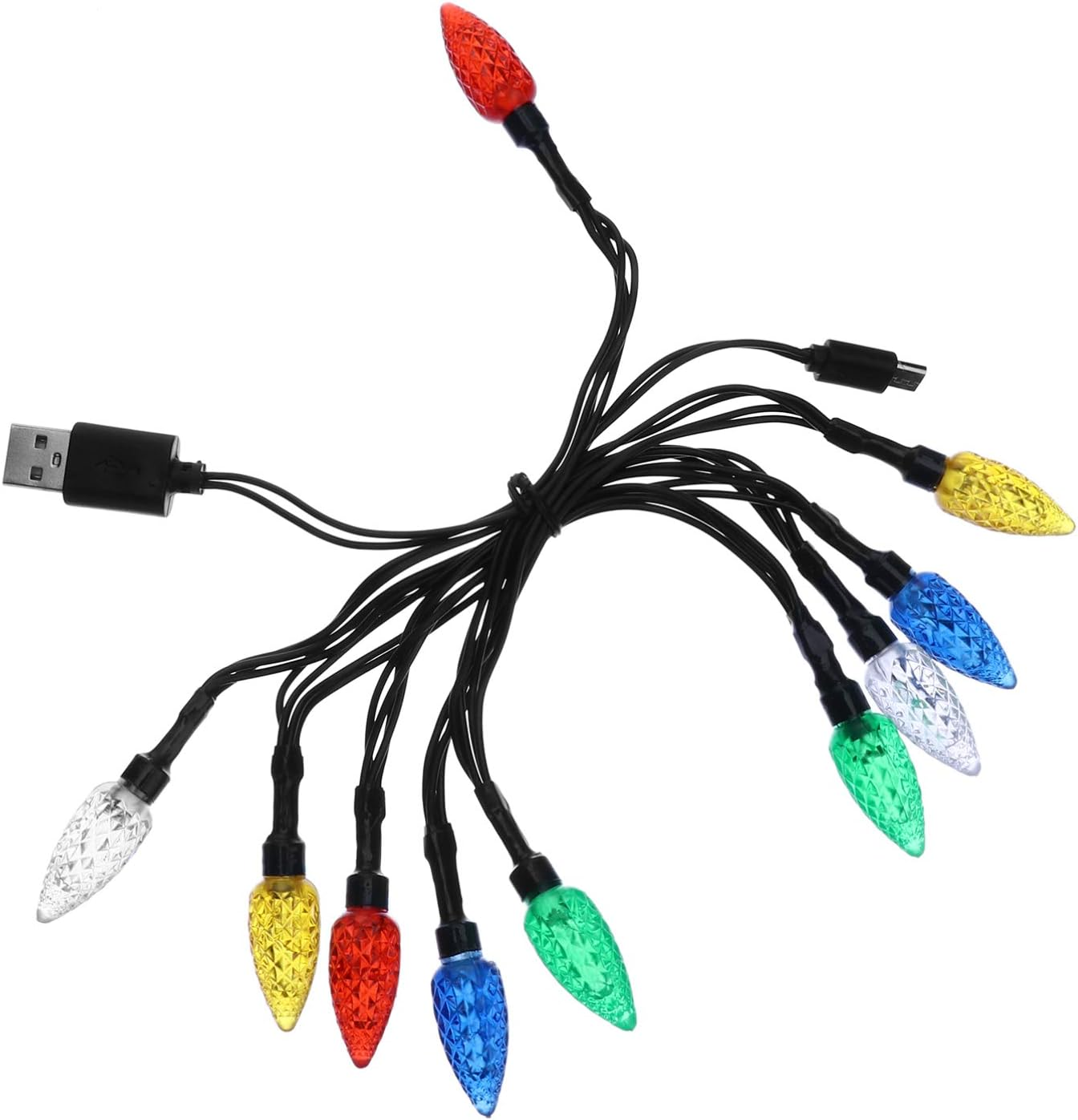 POPETPOP LED Christmas Lights Charging Cable USB Bulb Charger String Lights for Indoor Outdoor Christmas Tree Garden Wedding Party Decoration