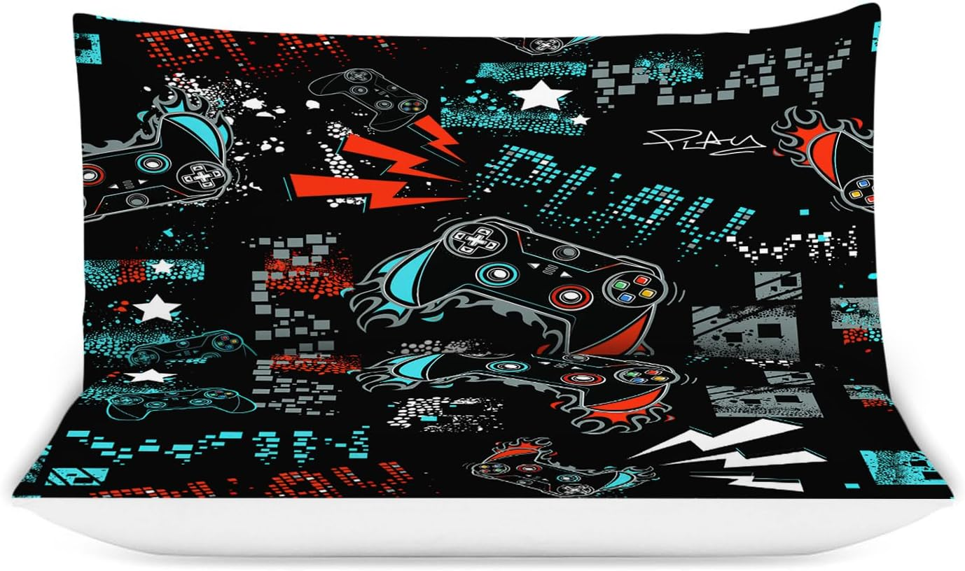 UIAMT Gaming Bedding Set Twin Queen King Full Size Gamer Comforter Set for Kids Teens Boys Girls Man Women Bedroom Decor Video Game Cozy Quilt Bedspread Gamepad Bed Duvet Cover Gifts 80"X90" image number 4