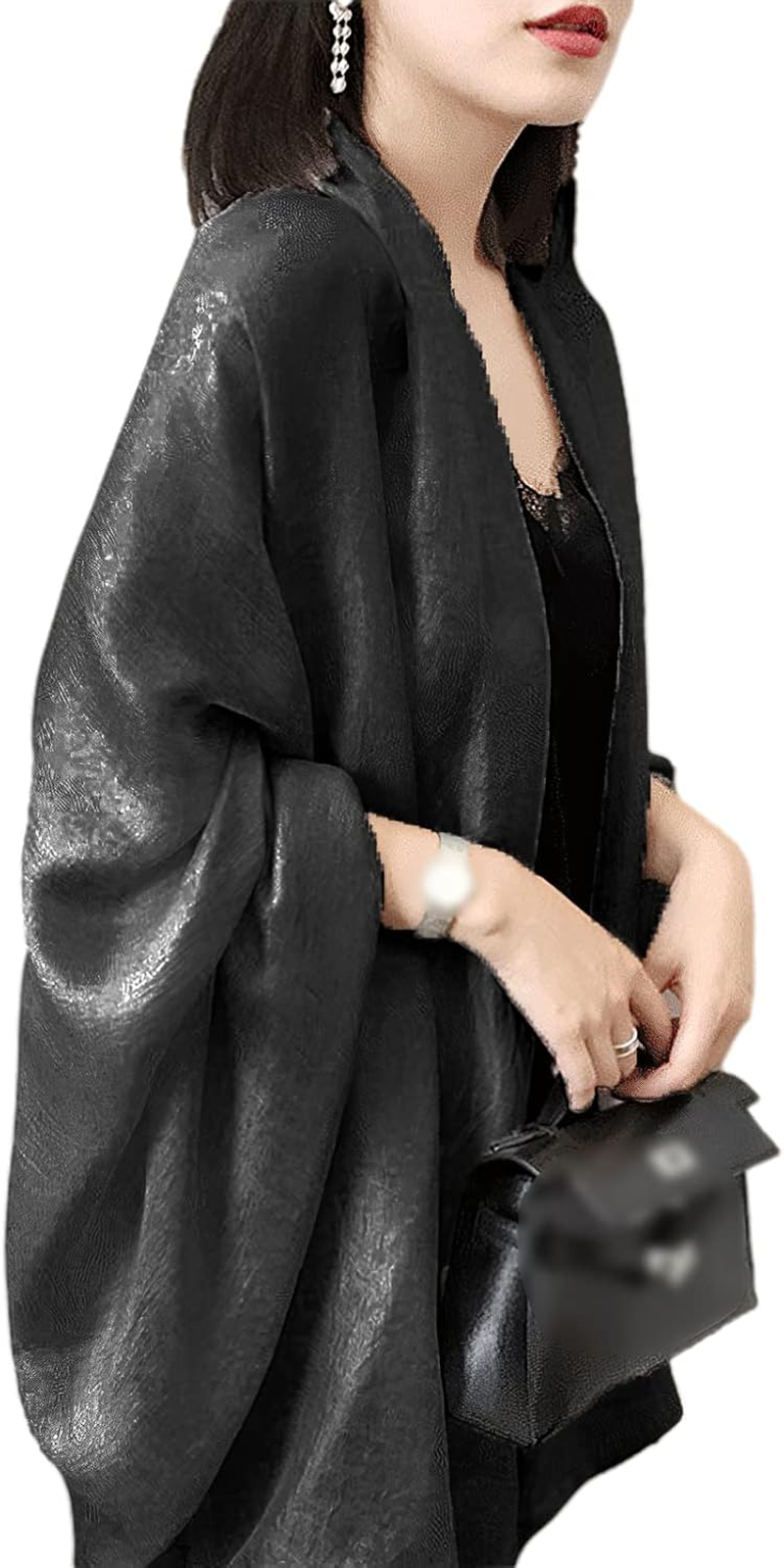 Amokk Long Scarves for Women Lightweight Solid Shawls and Wraps for Evening Dresses - Blue image number 3