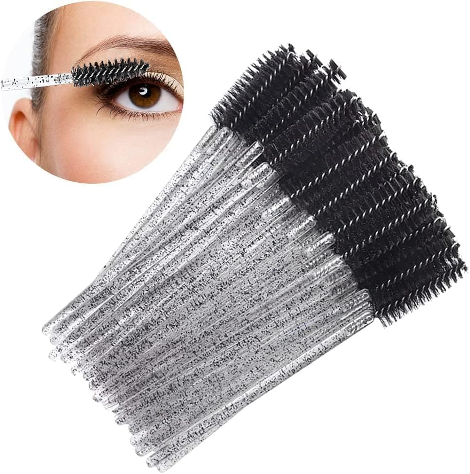 100 Pcs Eyelash Mascara Applicator Wand Brush Spoolies Brush Eyelash Brush,Eyelash Spoolie Eyelash Brushes Mascara Wands Eye Lash Eyebrow Brush for Eyelash Extensions by H HOME-MART Crystal_Bk image number 4