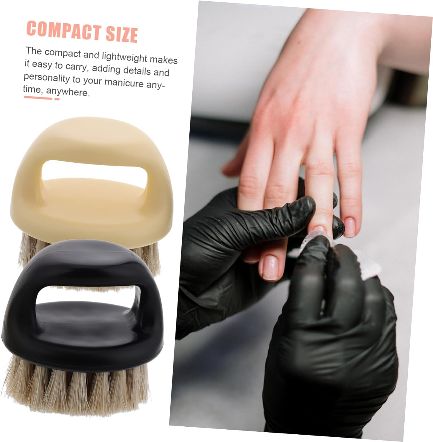 PLAFOPE 2Pcs Professional Nail Care Tools Fingernail Brush Cleaner Soft Bristle Nail Art Dust Brush Versatile for Salon Home Use Portable image number 3