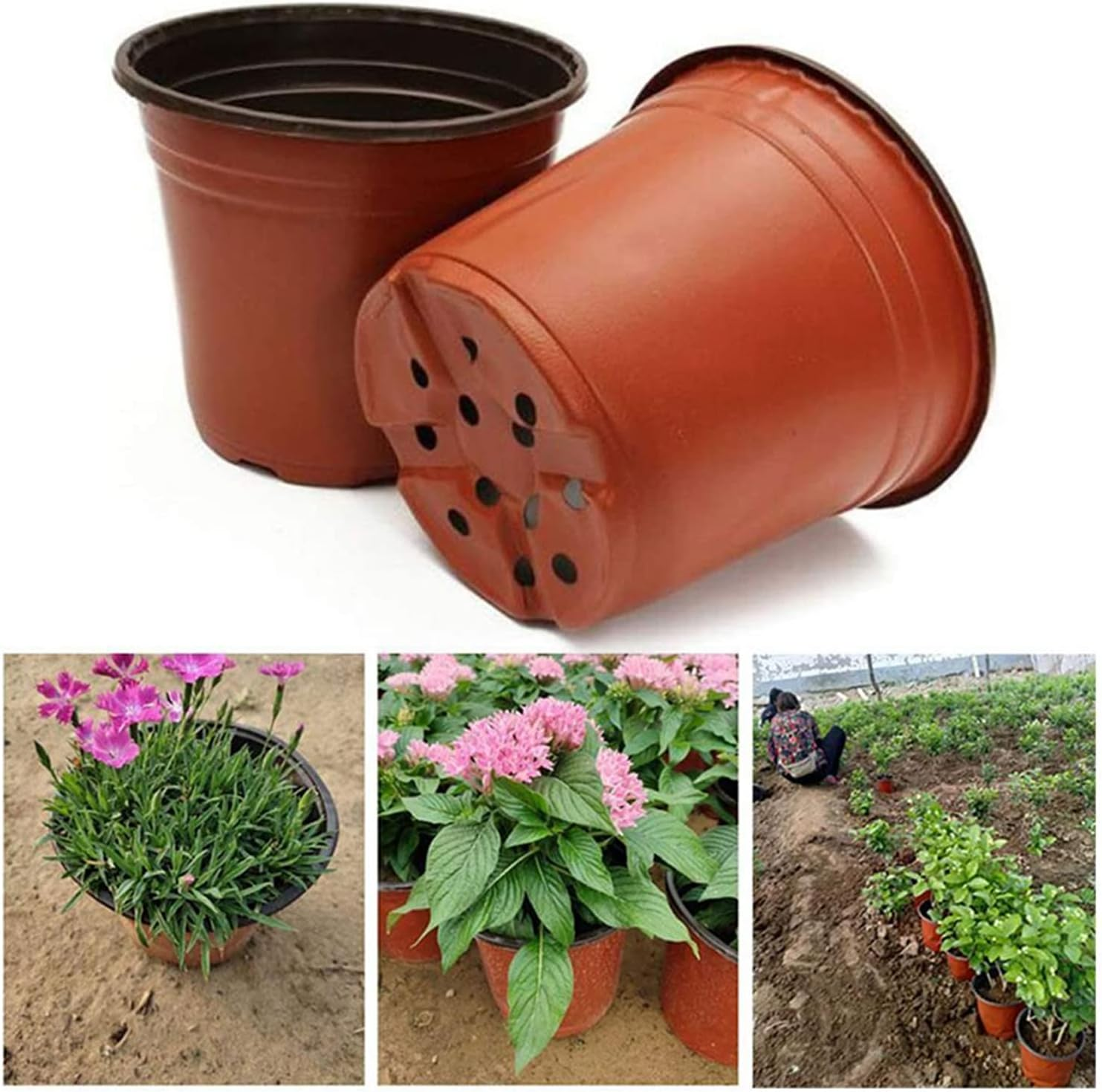 Yotsuba Plastic Plant Flower Garden Pots, 100 Pcs Nursery Seedlings Pot Growing Container image number 5