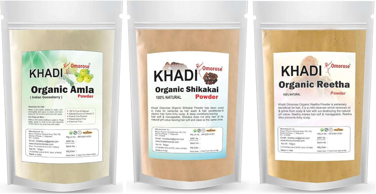 Khadi (Amla, Reetha, Shikakai) Hair Care Combo 100 GMS X 3