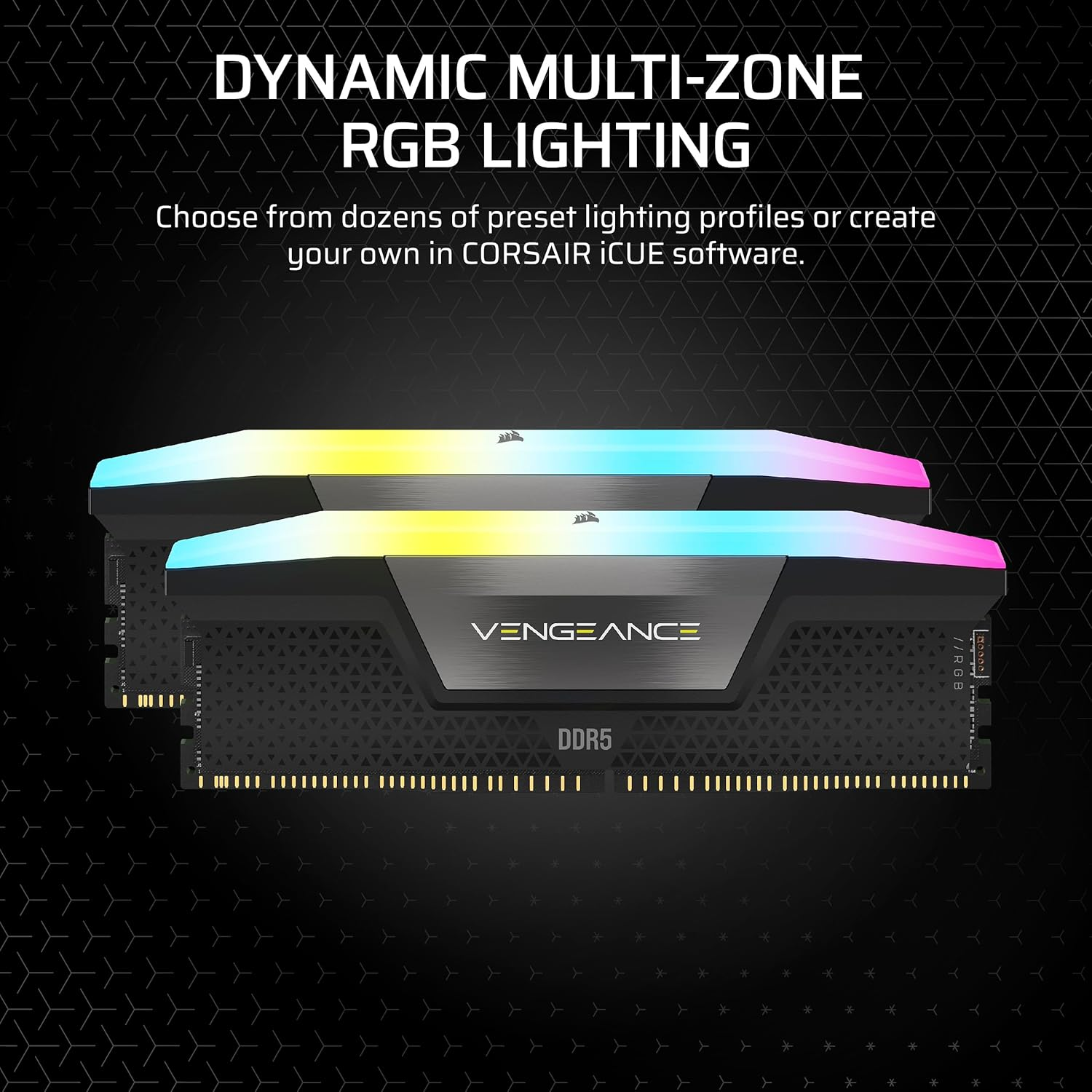 CORSAIR Vengeance RGB DDR5 Light Enhancement Kit &ndash; 2X Modules &ndash; 0GB RAM &ndash; CORSAIR Icue Compatible &ndash; Black