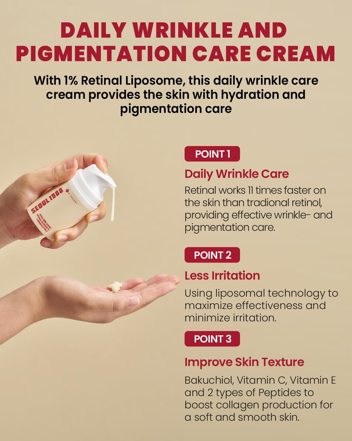 KSECRET SEOUL 1988 Cream : Retinal Liposome 1% + Fermented Rice, 50Ml/1.69Fl.Oz. image number 3