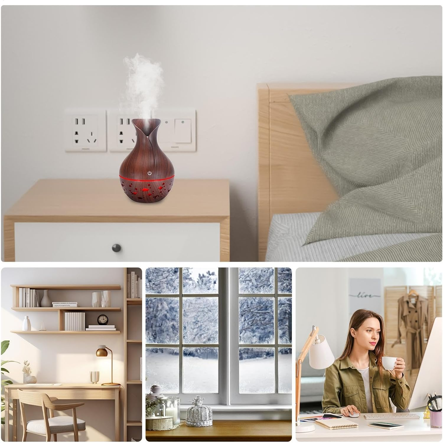 Desk Humidifier, Travel Humidifier | Desk Humidifier with Tilt, Oil Diffuser with Cute USB Design - Portable Humidifier, Oil Diffuser for Women, Ho image number 4