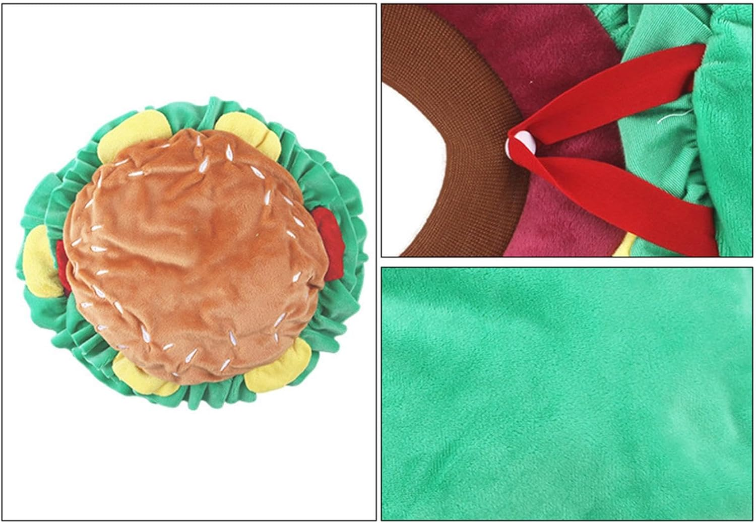 Pet Clothing Hat, Cat Food Hat, Funny Hamburger Plush Collar, Pet Supplies, Costume Accessories, Adjustable Cosplay Headwear for Christmas Birthday image number 3