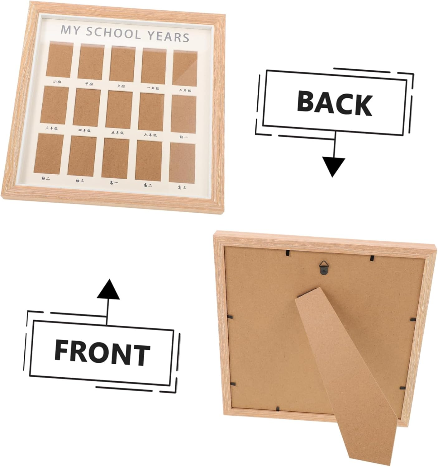 Yardwe Boy Girl'S Growth Photo Album Wood Commemorative Frame School Year Picture Display Tabletop Photo Holder for Milestones Growth Record Album for Boys and Girls image number 4