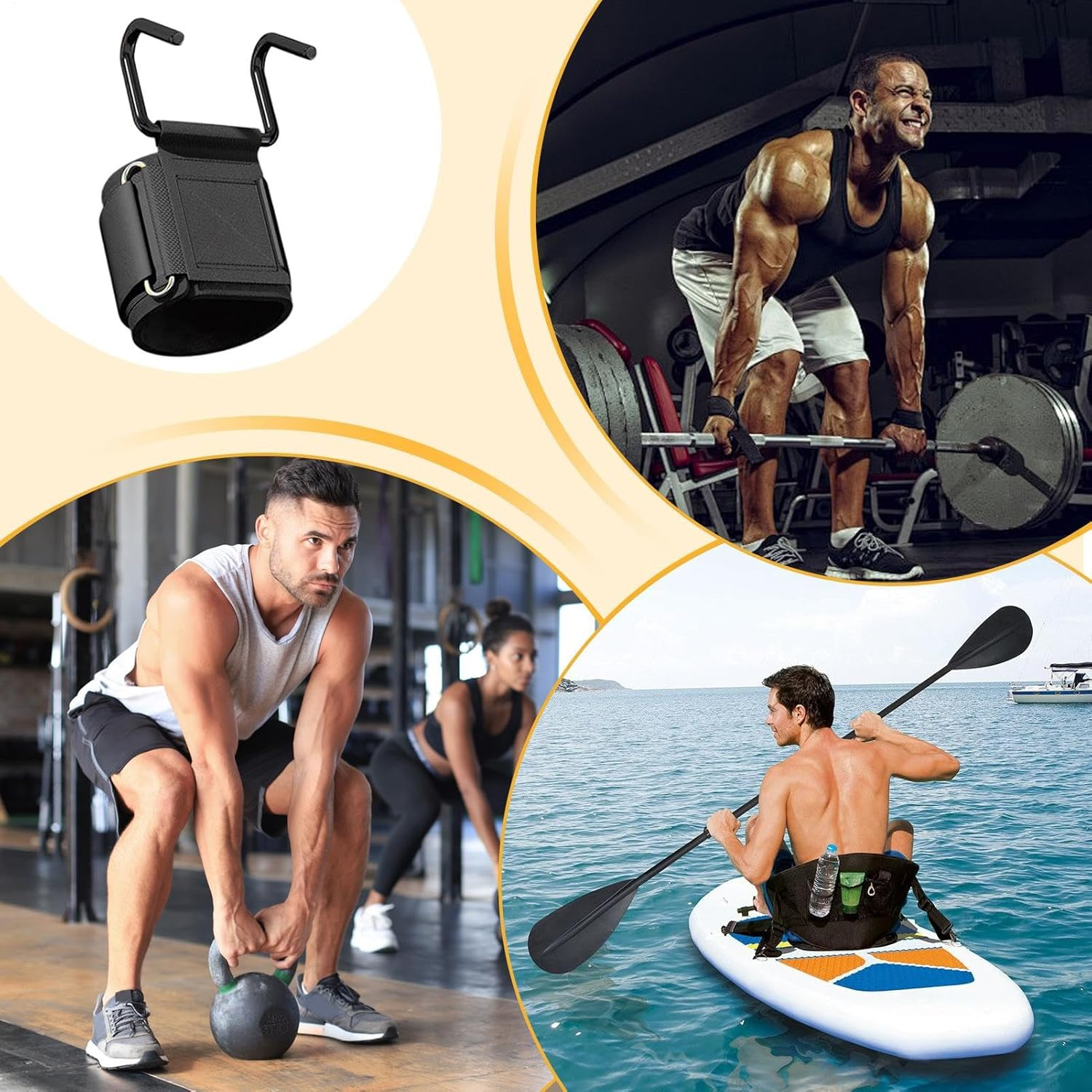 Weightlifting Hook - Portable Hand Support Grip - Hard Pull Training Helper, Palm Train Equipment, Breathable for All Ages image number 6
