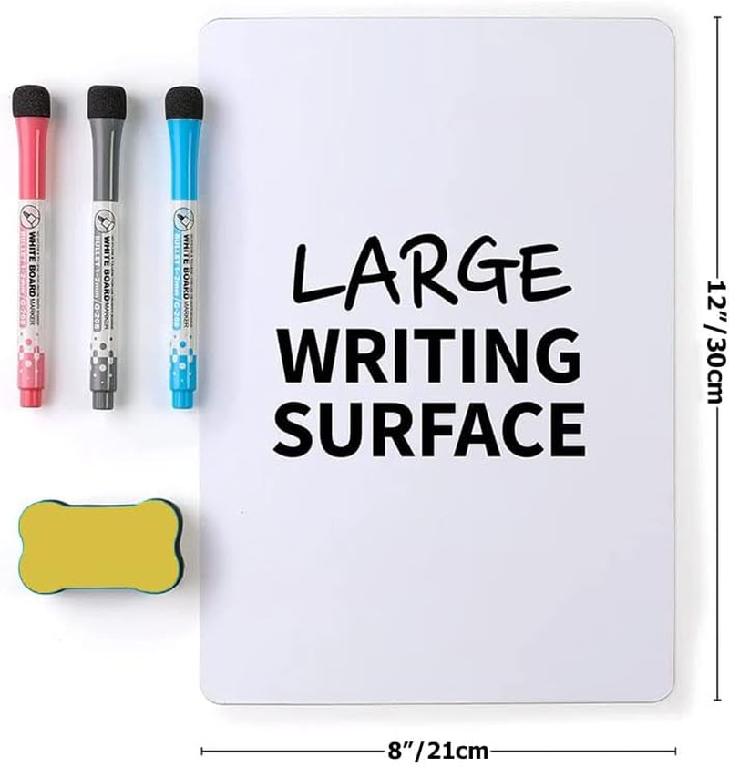 Magnetic Whiteboard for Fridge, 12 X 8 Inches Magnetic Dry Erase Whiteboard Sheet for Refrigerator, Magnetic Dry Erase Board Sheet with Eraser image number 1