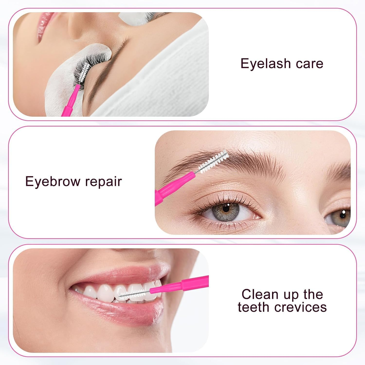 Eyebrow Brush & Eyelash Spoolies 50-Pack Braces Flossers for Cleaner Braces | Disposable Spoolies for Eyebrows, Lash Extensions & Brow Lamination | Dental for Braces Oral Cleaning image number 6