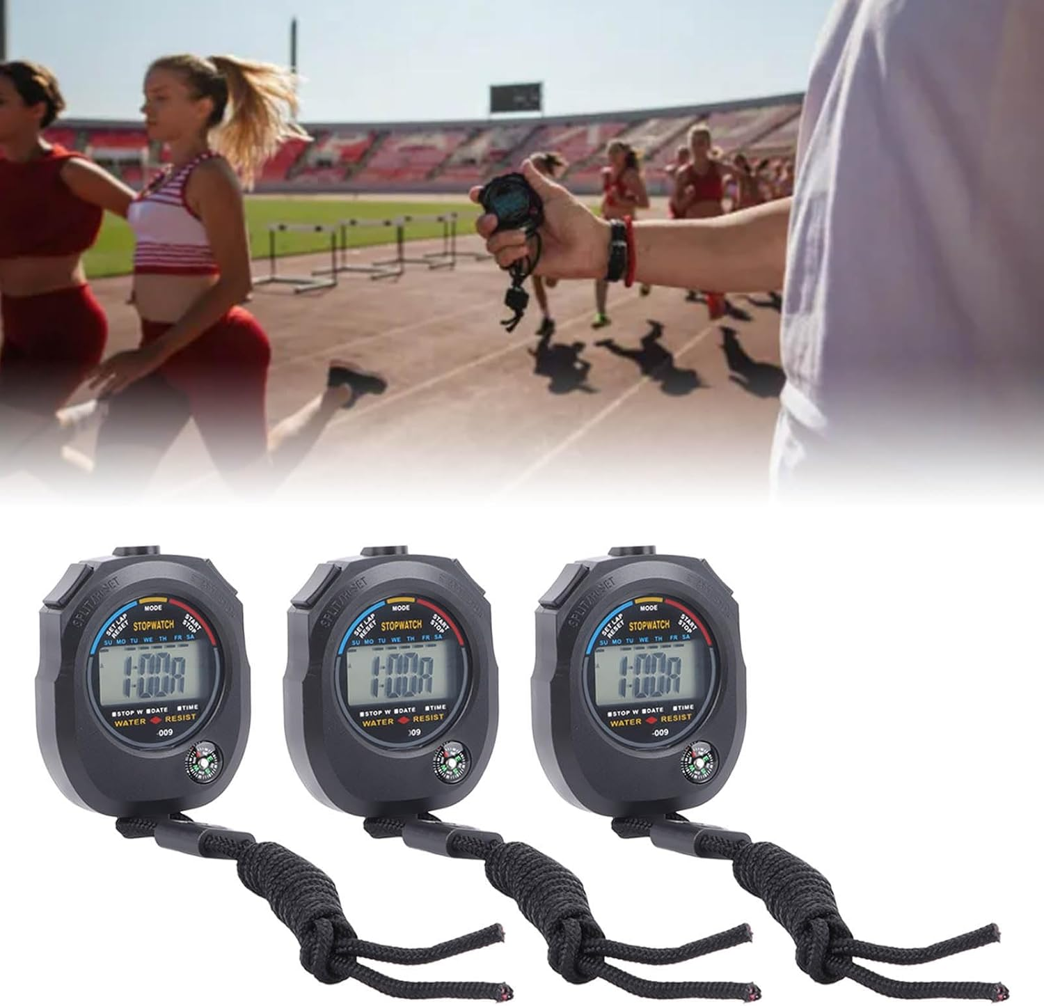 3 PCS Sports Stopwatch, High Precision Waterproof 40Mah Stopwatch Sports Stopwatch, for Timing Races, Swimming, Basketball Games (Product Is Non Rechargeable) image number 3