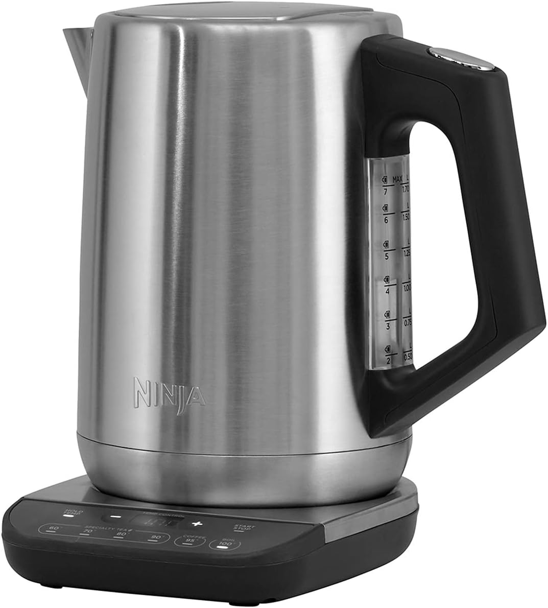 Ninja Perfect Temperature Kettle, 1.7 L, LED Display, Kettle with Pressure Boil Function and Various Temperature Settings, Matte Black KT200EU