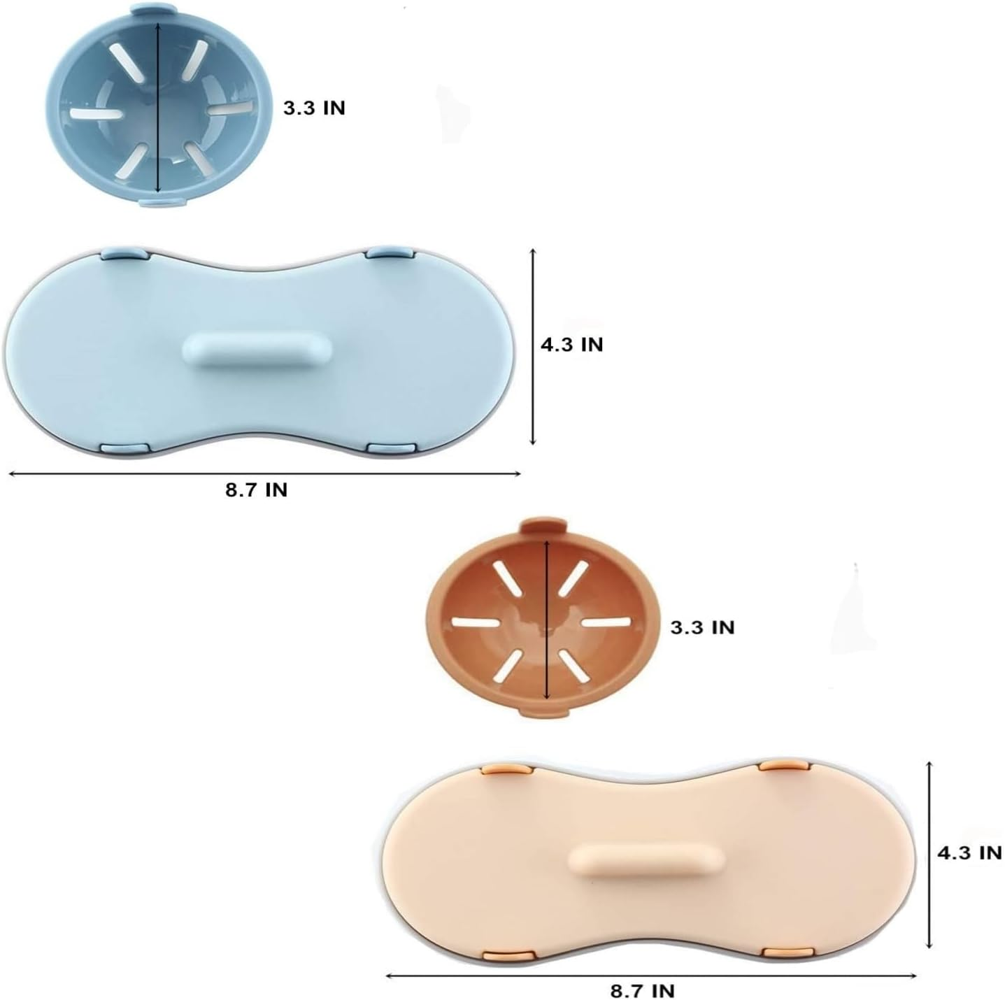 Egg Poacher Microwavable, Microwave Egg Cooker, Breakfast Double Row Egg Cooker, Heat Resistant Egg Maker Poached Egg Steamer Kitchen Gadget (Orange+Blue) image number 3