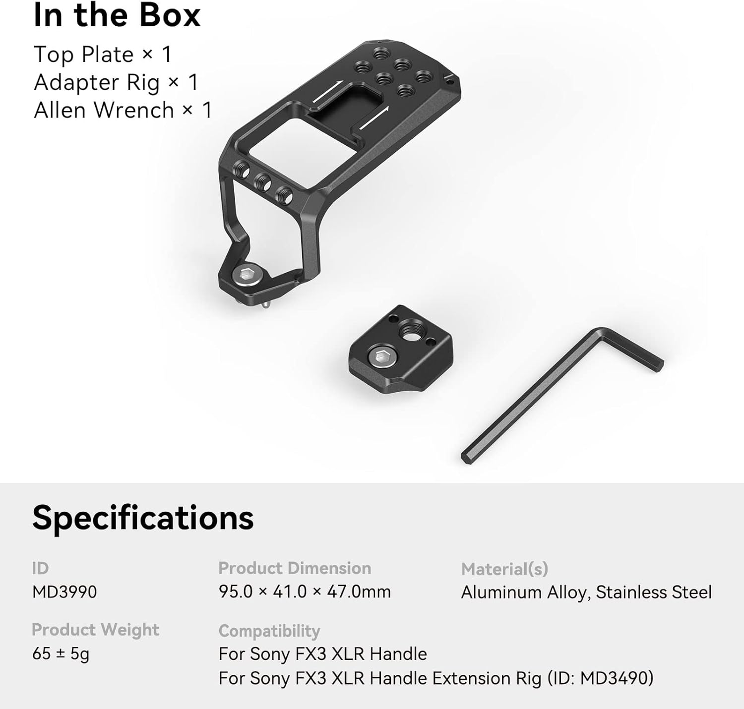 Smallrig FX3 / FX30 XLR Handle Top Plate for Sony FX3 / FX30 XLR Unit - MD3990 image number 3