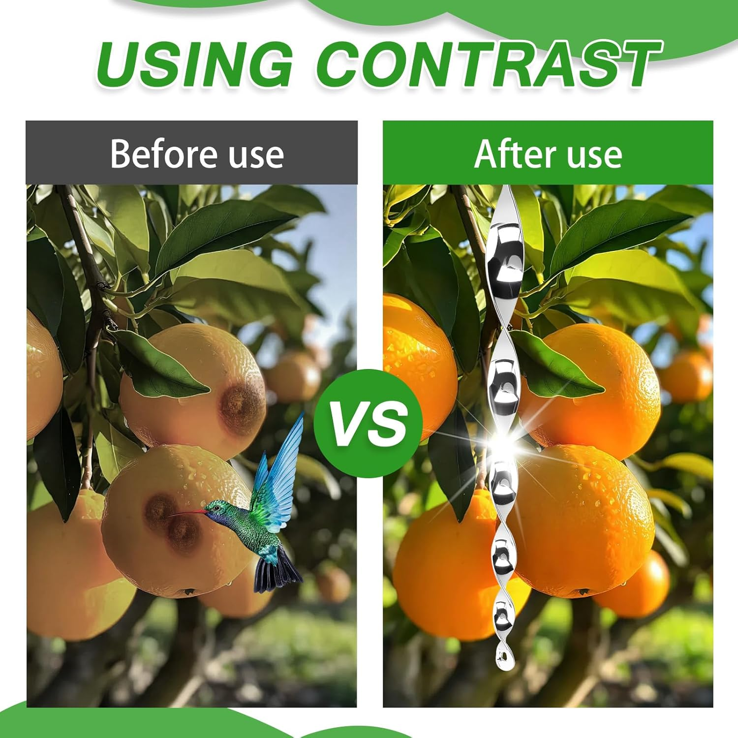 15 Pcs Bird Repellent Wind Twisting Scare Rods, Reflective Spiral Bird Deterrent Outdoor Hanging Device Silver Decorative Spinner for Garden Balcony Patio Farm Orchard Protection 30CM image number 2