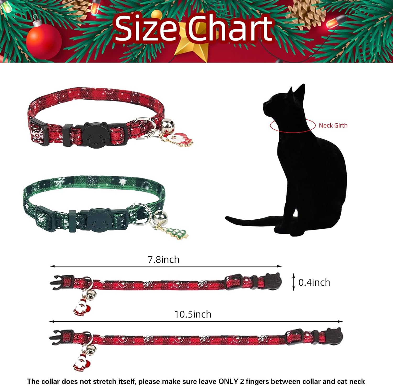 Christmas Cat Collar, Pack of 2 Adjustable Kitten Collar with Adorable Bells and Snowflakes Patterned Flower, Collar Cat Bow Tie, Christmas Pet Accessories for Kittens, Puppies image number 1