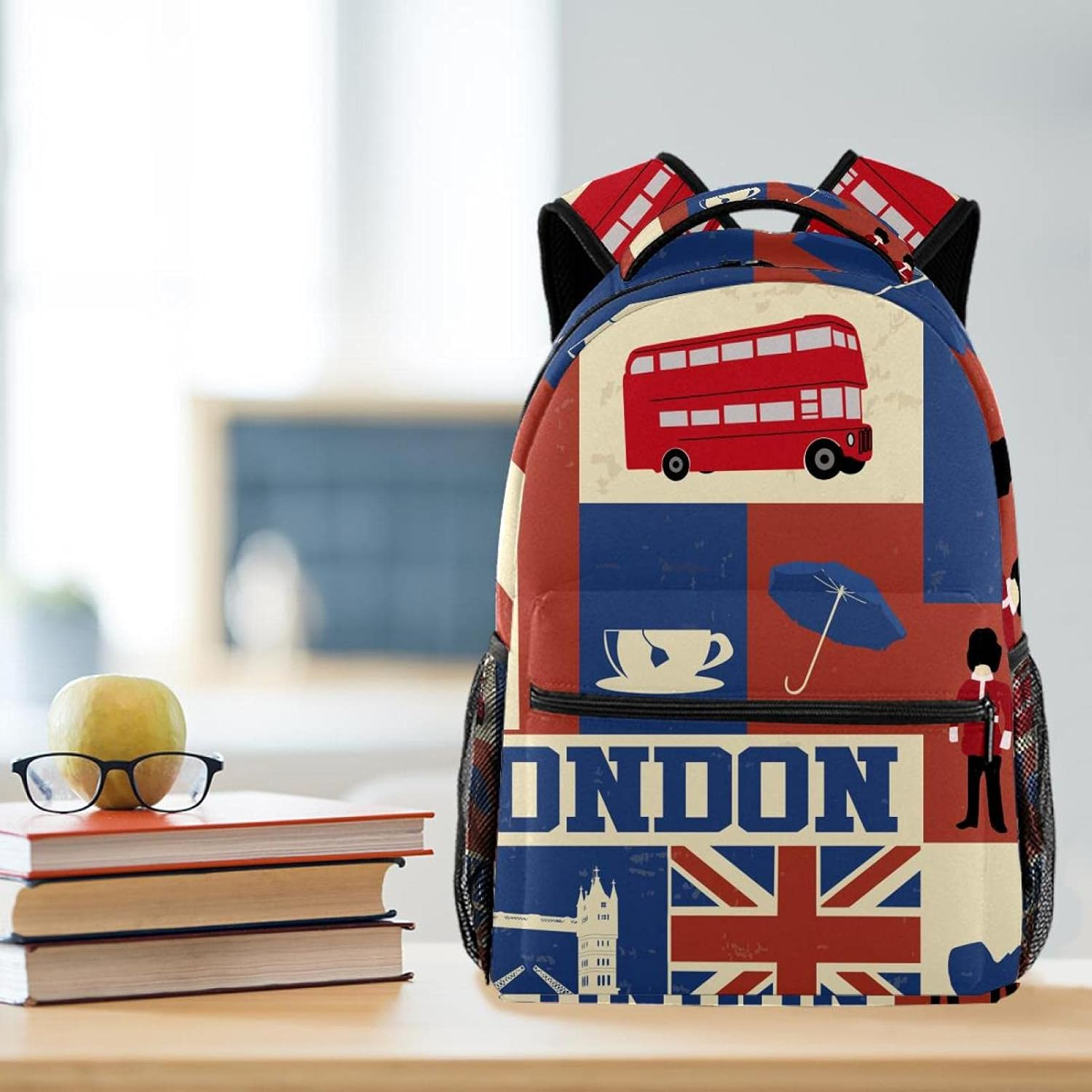 Retro Style London Symbols and Landmarks Backpack Students Shoulder Bags Travel Bag College School Tote Backpacks image number 2
