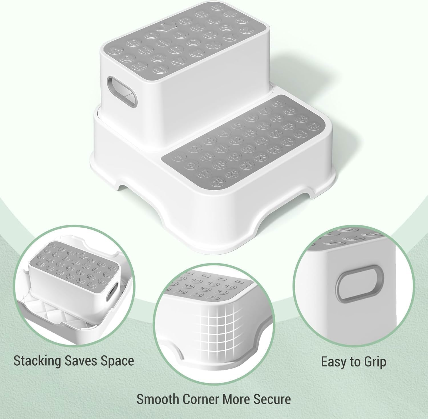 Toddler Step Stool &ndash; 2 Packs Non-Slip Toddler Step Stool with 2 Sink Extender for Bathroom Sink & Potty Training, Safe & Sturdy for Kitchen, Bedroom & Classroom