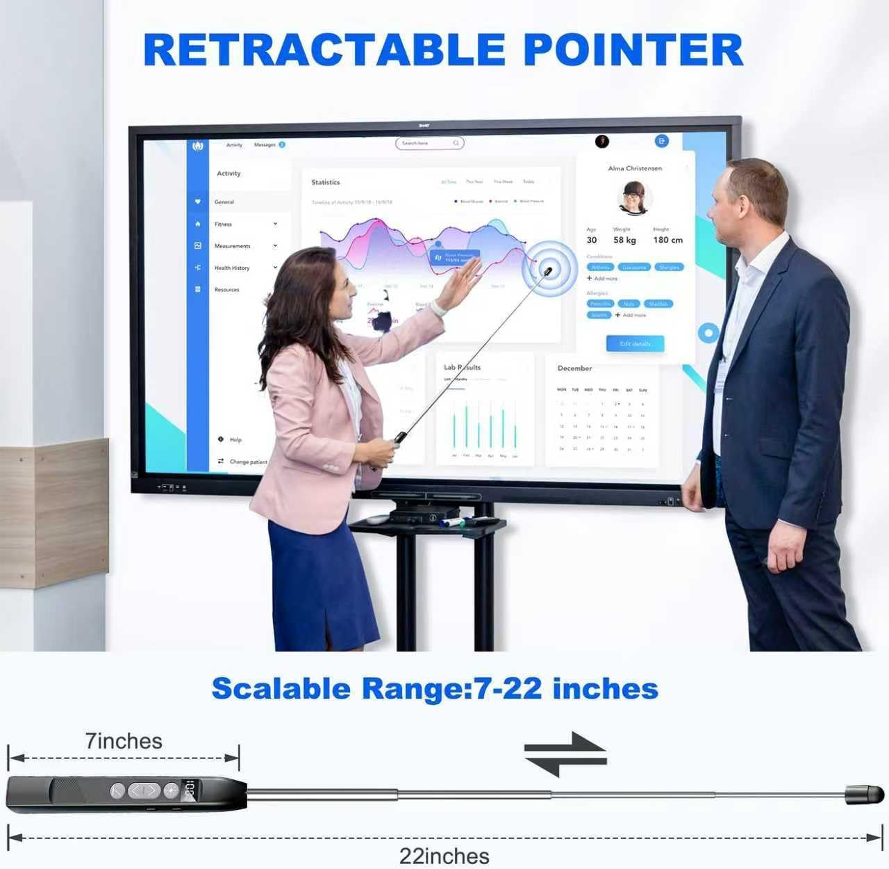 Presentation Clicker, Wireless Presenter Clicker for Powerpoint Slide with Hyperlink & Volume Control, RF 2.4Ghz USB Rechargeable Presentation Remote for Mac/Computer/Laptop, Google Slide/Ppt/Keynote image number 1