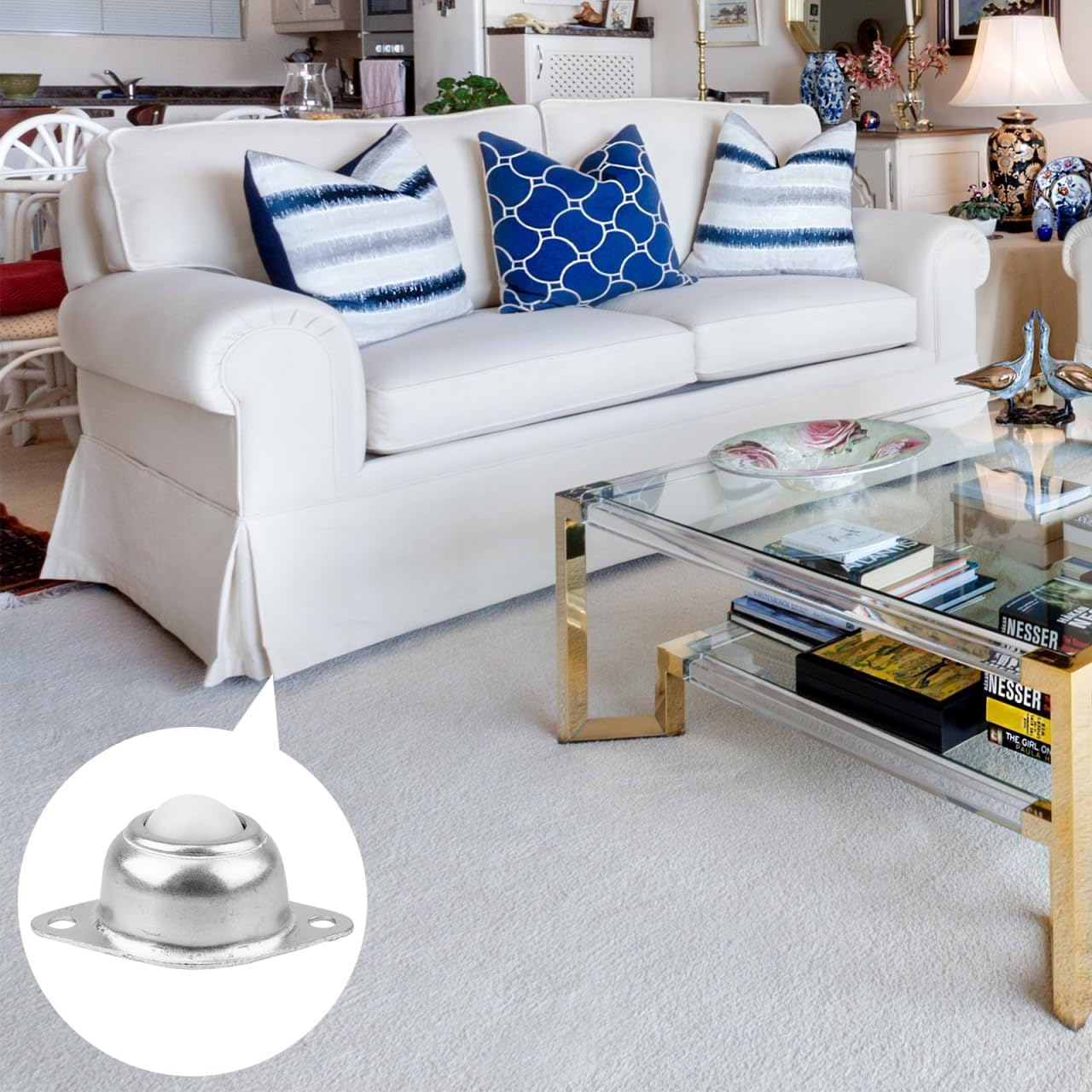 ULTECHNOVO Nylon Casters 7Pcs - 360 Swivel Ball Caster Wheels for Furniture Screw Mounted Wheels for Office and Home Use image number 1