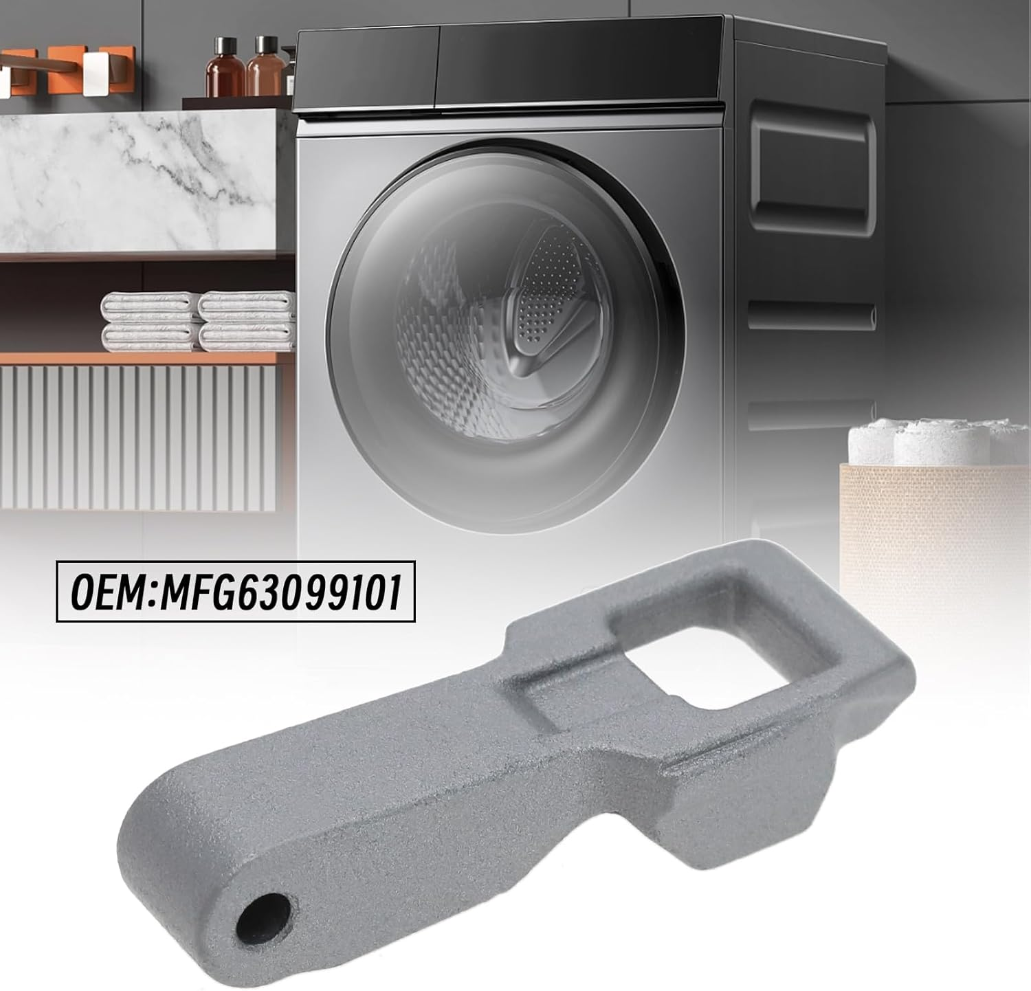 Emsea Washer Door Lock Striker Drum Washing Machine Door Handle Lock Compatible with LG Washer Buckle Replacement Kit MFG63099101 image number 6