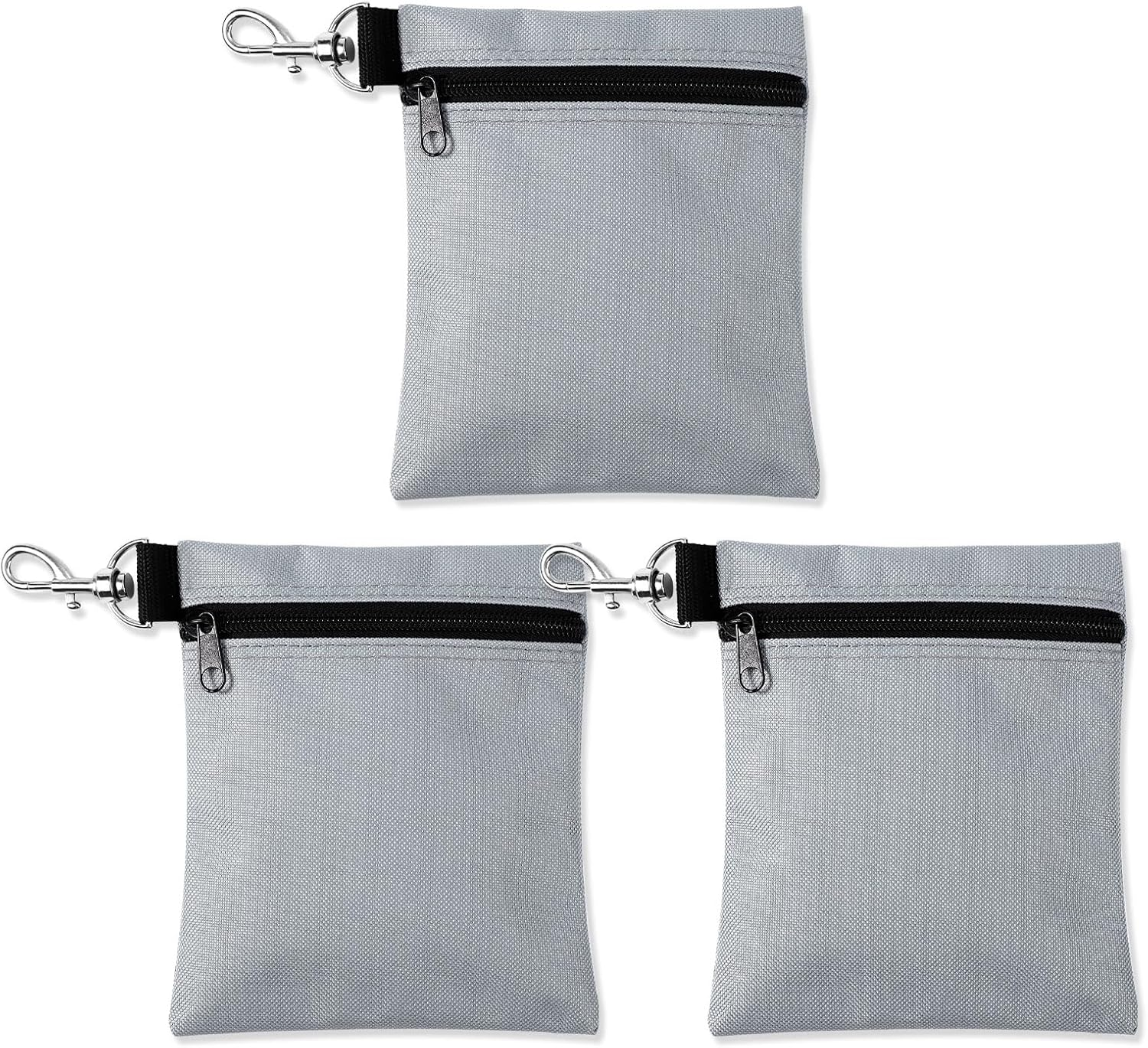 NQEUEPN 3Pcs Golf Tee Bags, 6.69X5.51In Portable Golf Ball Pouch Zipper Golf Accessory Bag with Metal Lobster Claw Clip Golf Ball Storage Bag for Valuables & Golf Accessories(Blue)