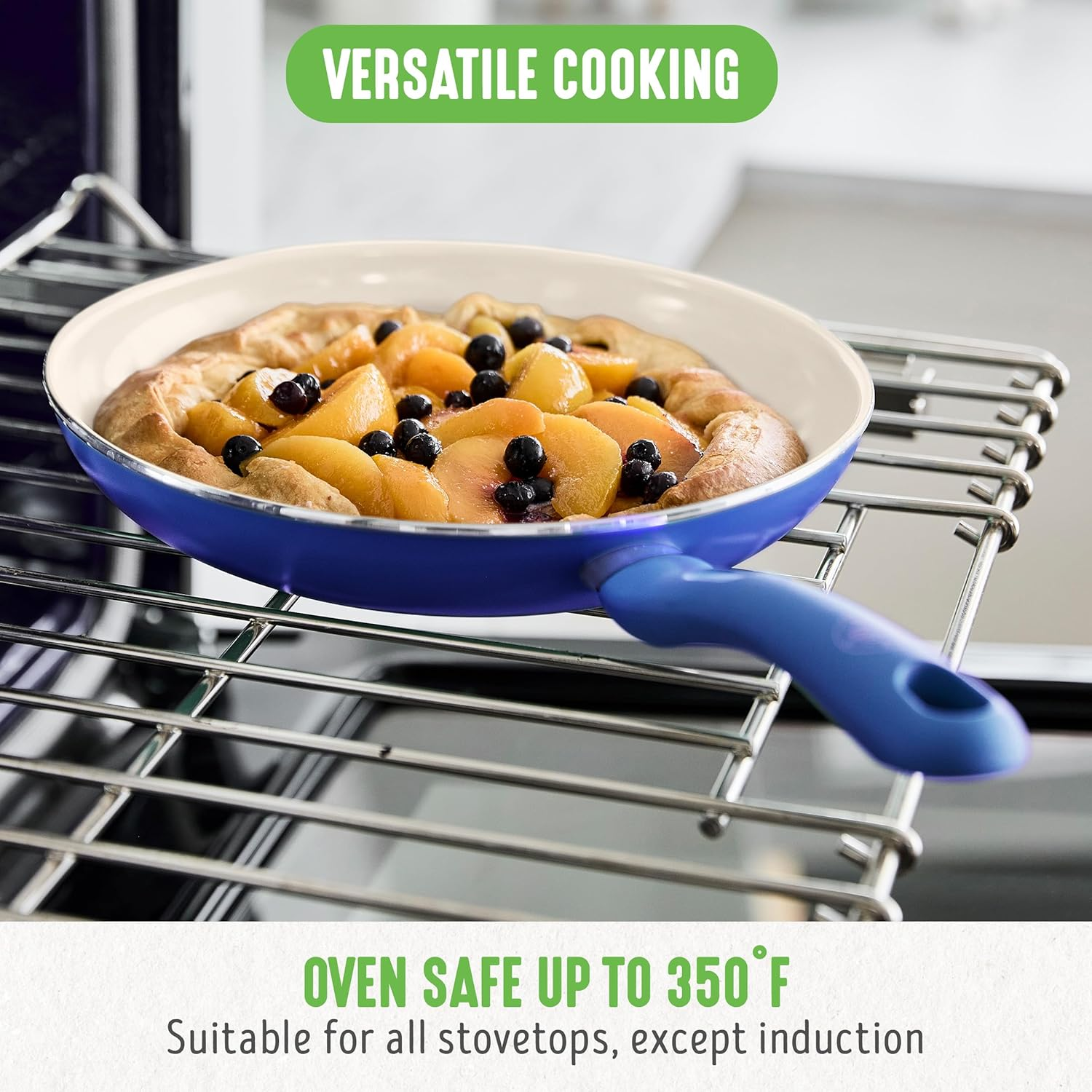 Greenlife Soft Grip Healthy Ceramic Nonstick, 16 Pc Cookware Pots and Pans Set, Pfas-Free, Dishwasher Safe, Blue image number 3