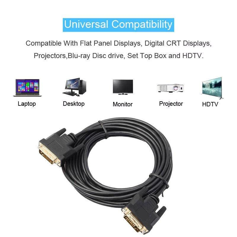 DVI to DVI Cable Male DVI-D for LCD Monitor Computer PC Projector DVD Cord Lead - High-Speed Transmission with Gold-Plated Connectors - Available in Multiple Lengths image number 6