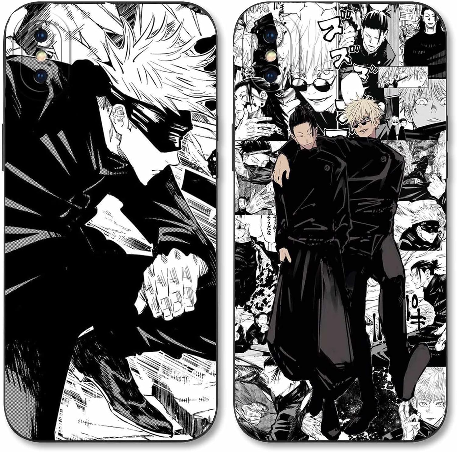 Pack of 2 Mobile Phone Case for Apple Iphone X/Iphone Xs Case 5.8 Inches, Anime Motif Gojo Satoru Itadori Yuji Manga Pattern Protective Case Boys Case Protection Lens Design Cover Shockproof Black 1 image number 3