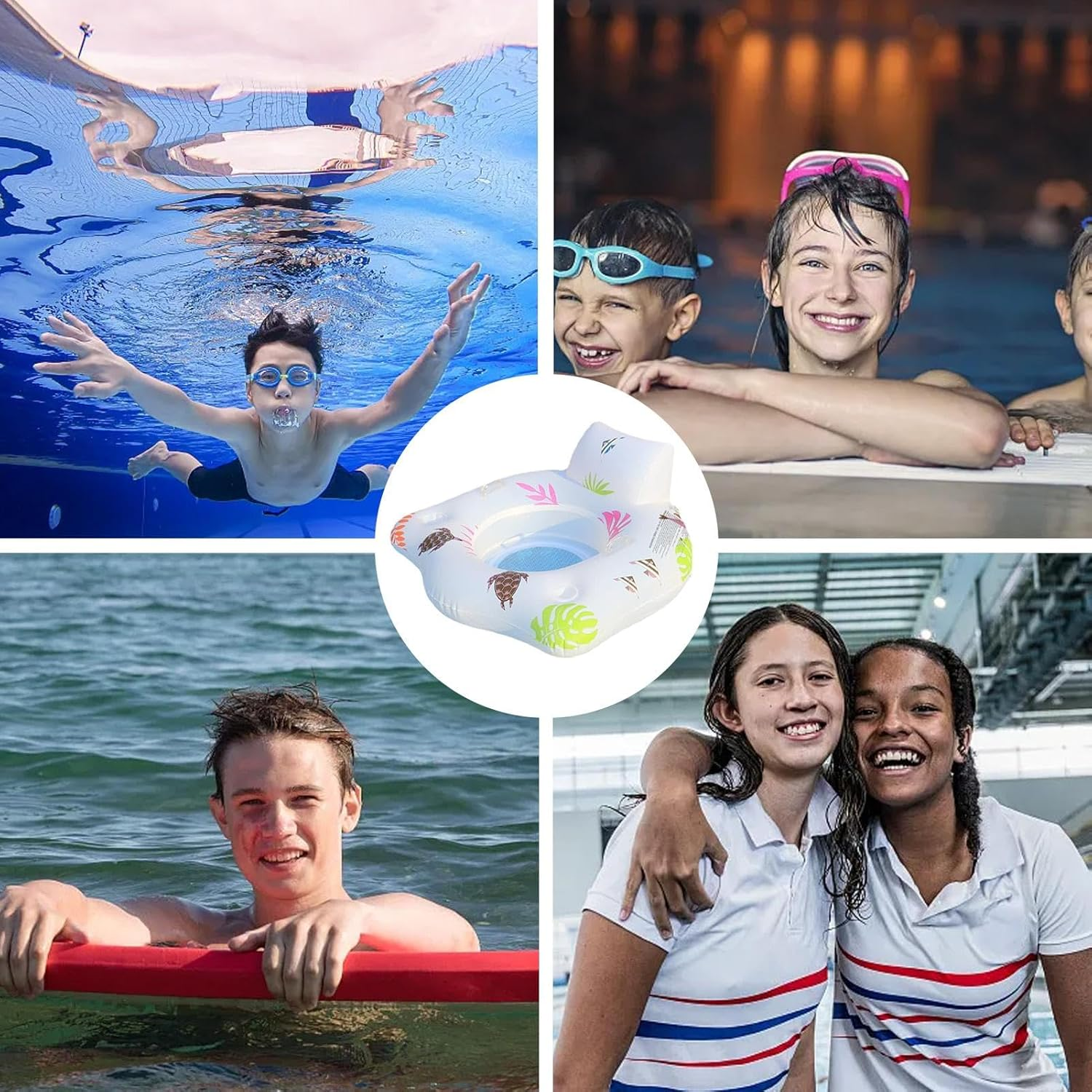 Pool Lounger Float | Beach Float Chair | Summer Float Recliner Chair for Swimming Pool, Inflatable Pool Floats Adult with Cup Holder and Color-Changing Lights image number 6