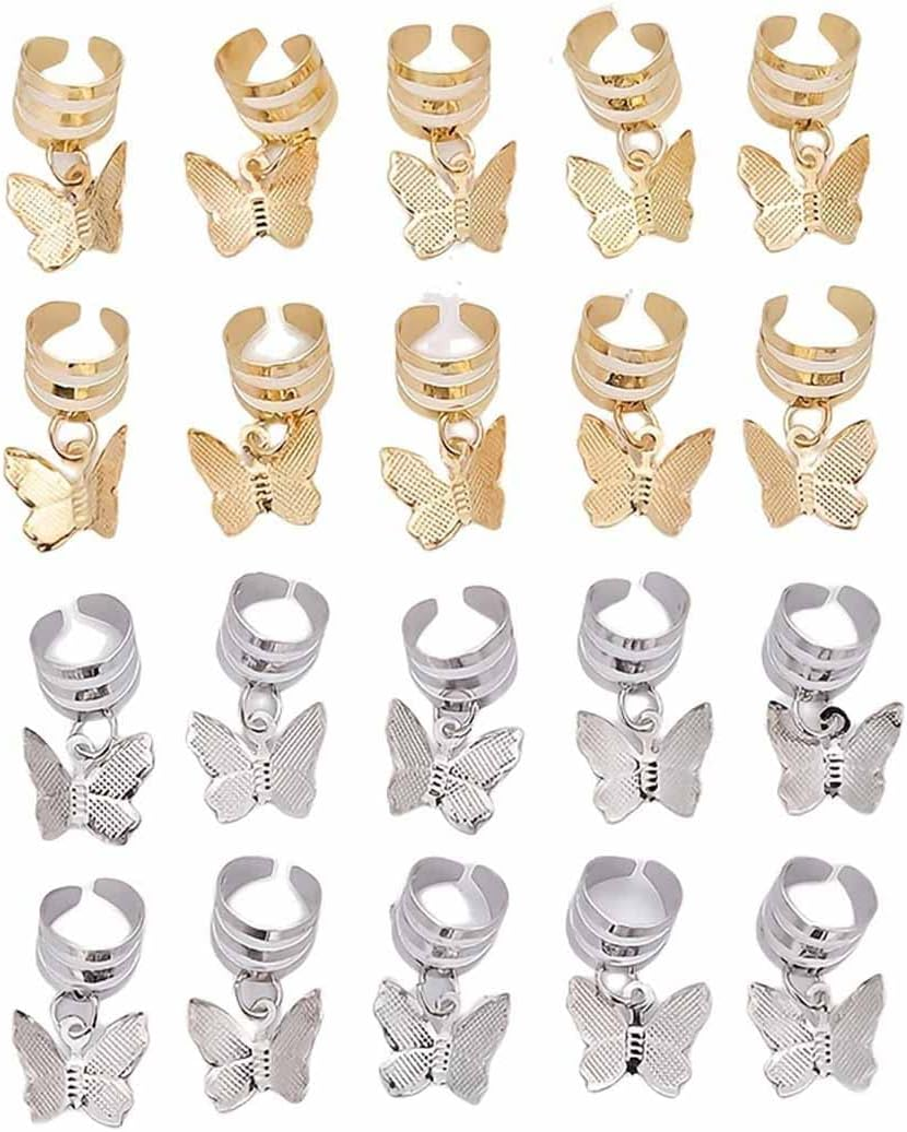 PLABBDPL Pack of 20 Dreadlock Jewellery Hair Spiral Clips, Hair Braid Rings, Aluminium Dread Lock, Adjustable Metal Cuffs, Dreadlocks, Beads, Braiding Hair Jewellery, Hair Dreadlocks Accessories for Men and Women image number 3