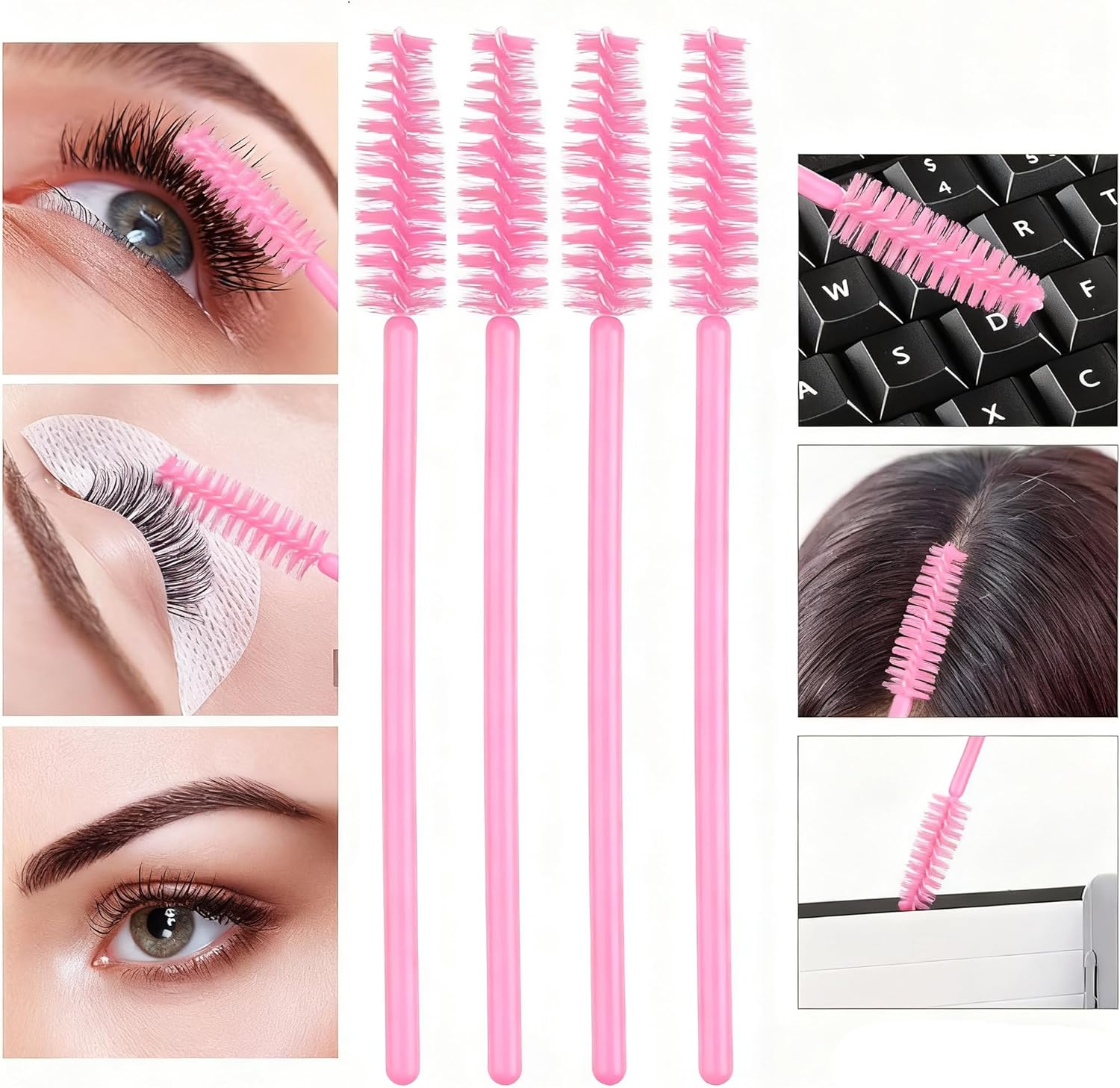 Pack of 400 Eyelash Brushes, Betterjonny Mascara Wands, Eyelash Brush, Mascara Brush for Eyelash Extension, Eyelash Brush for Beauty Salon and Home Use (Rose) image number 6