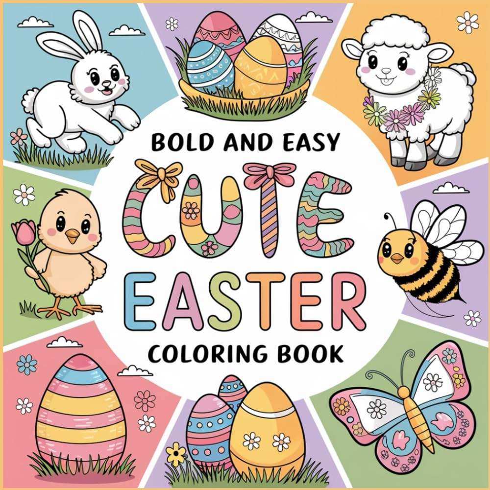 Cute Easter Coloring Book: Bold and Easy to Color Designs