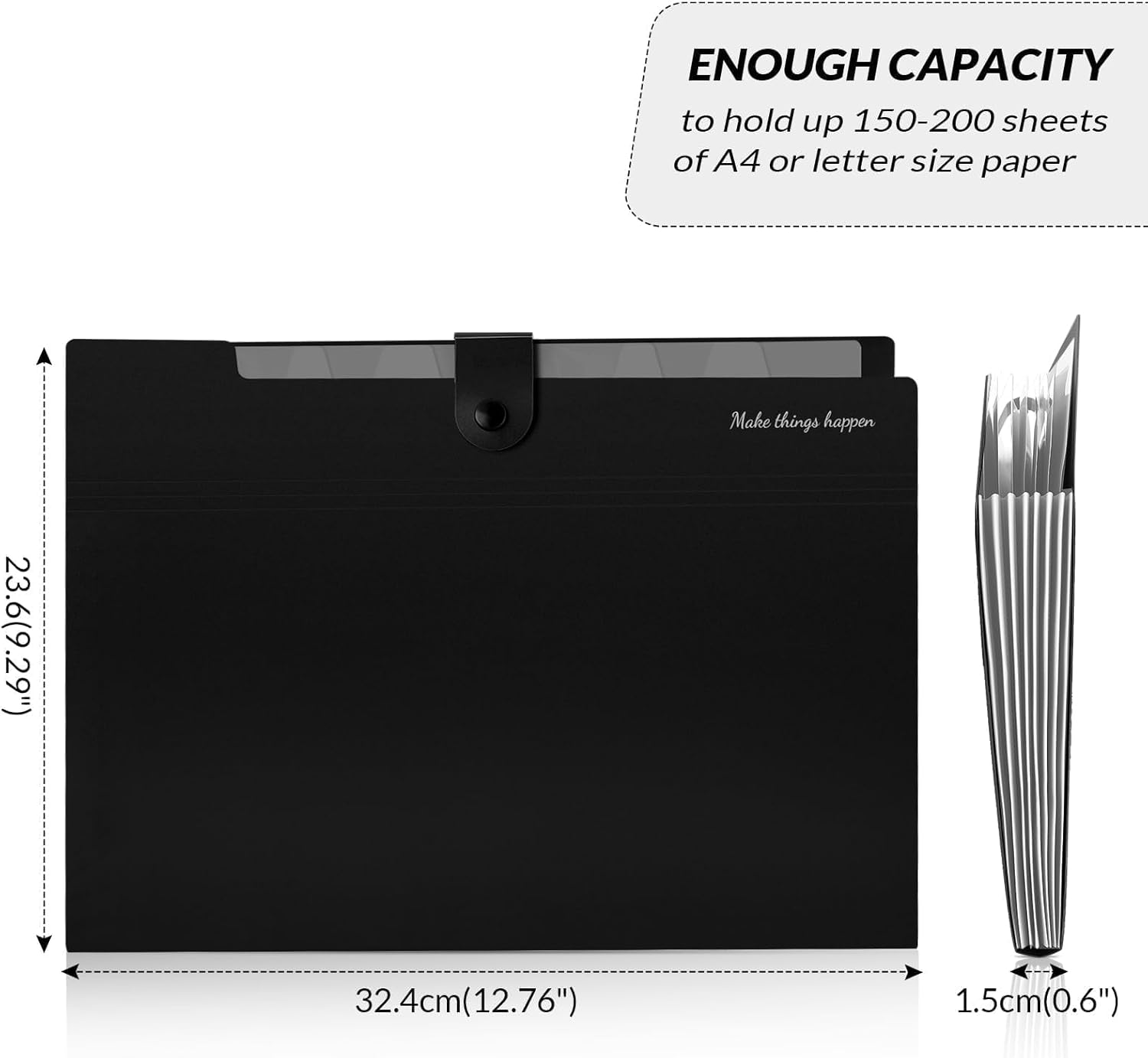 SKYDUE 8 Pockets Expanding File Folders, Accordion Folders, Portable Paper Bill Receipt Organizer, Letter Size, Home College School Office Supplies, Black image number 4