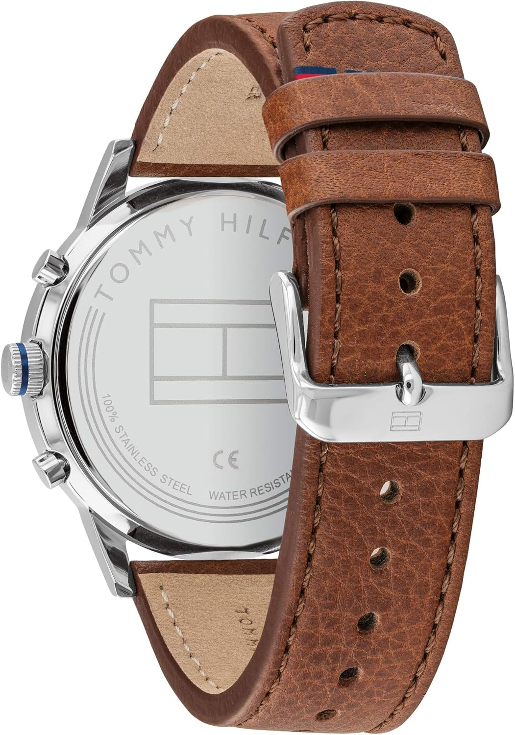 Tommy Hilfiger Men'S 1791629 Light Brown Leather Multi-Function Watch, Navy, 44MM image number 1