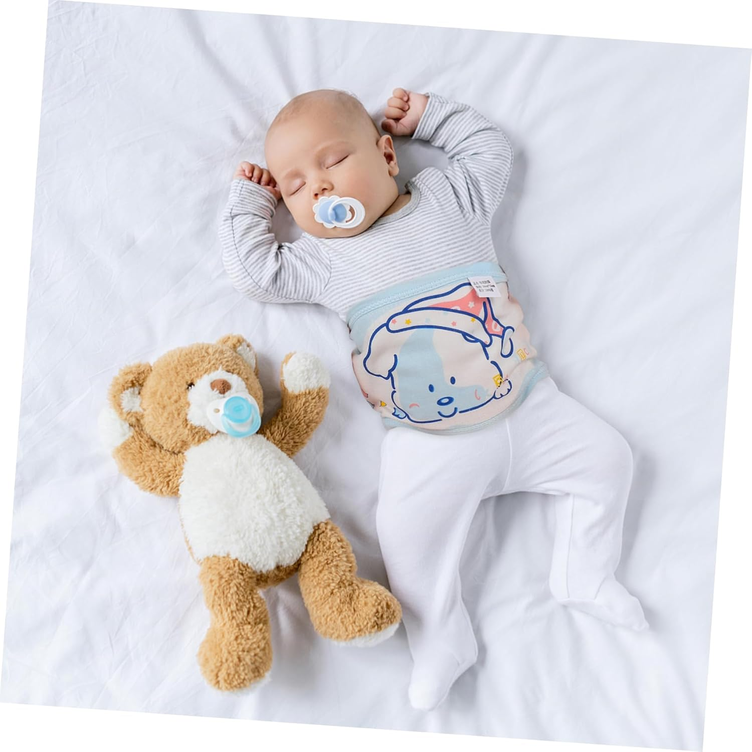 2Pcs Cotton Baby Navel Bands Newborn Belly Belts Soft Breathable Infant Belly Band Set for Newborns Pink and Blue Baby Protection and Comfort image number 3