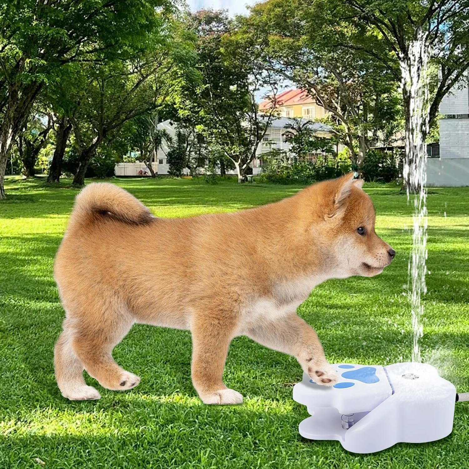 Pet Fountain Puppy Garden Toy with Water Dispenser | Controlled Treadmaid for Garden Dog Drinking Fountain - Puppy Garden Toy with Water Dispenser - Paw-Controlled Tritac Pet Hydration System Puppy image number 3