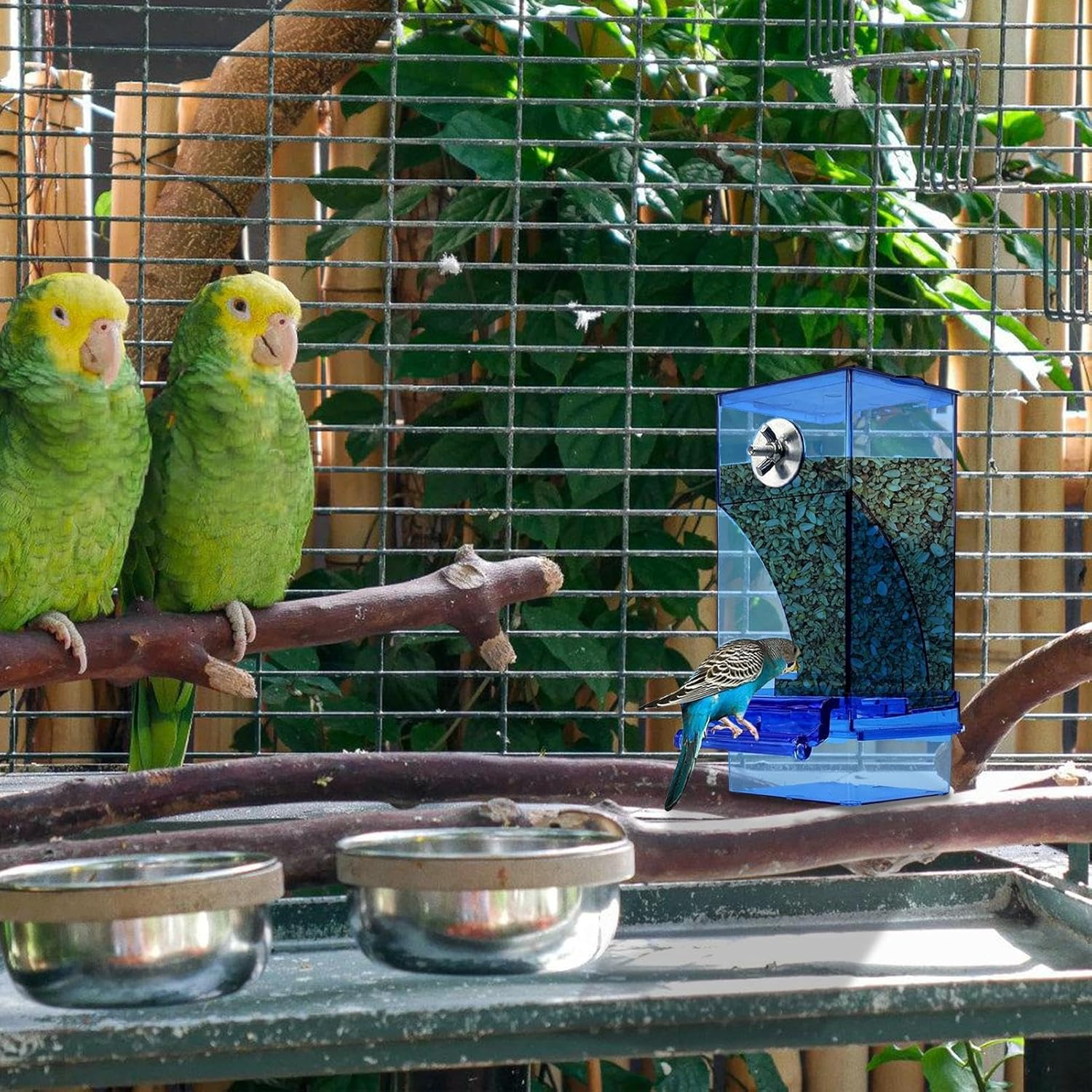 No Bird Feeder for Cage,Automatic Clear Acrylic Parakeet Feeder | Parrot Foraging Feeder for Cockatiel, Bird Cage Accessories for Most Birds Parrots Canaries Cockatoos image number 5