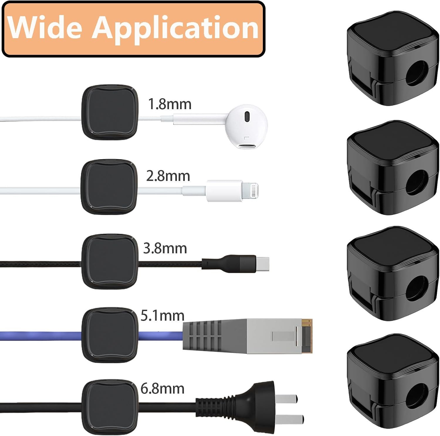 Magnetic Cable Holder,8 Pack Magnetic Cable Clips under Desk Cable Management Self Adhesive Cord Organizer Holder for Home Office Desk Phone Wall Desktop Nightstand (White, 8) image number 5