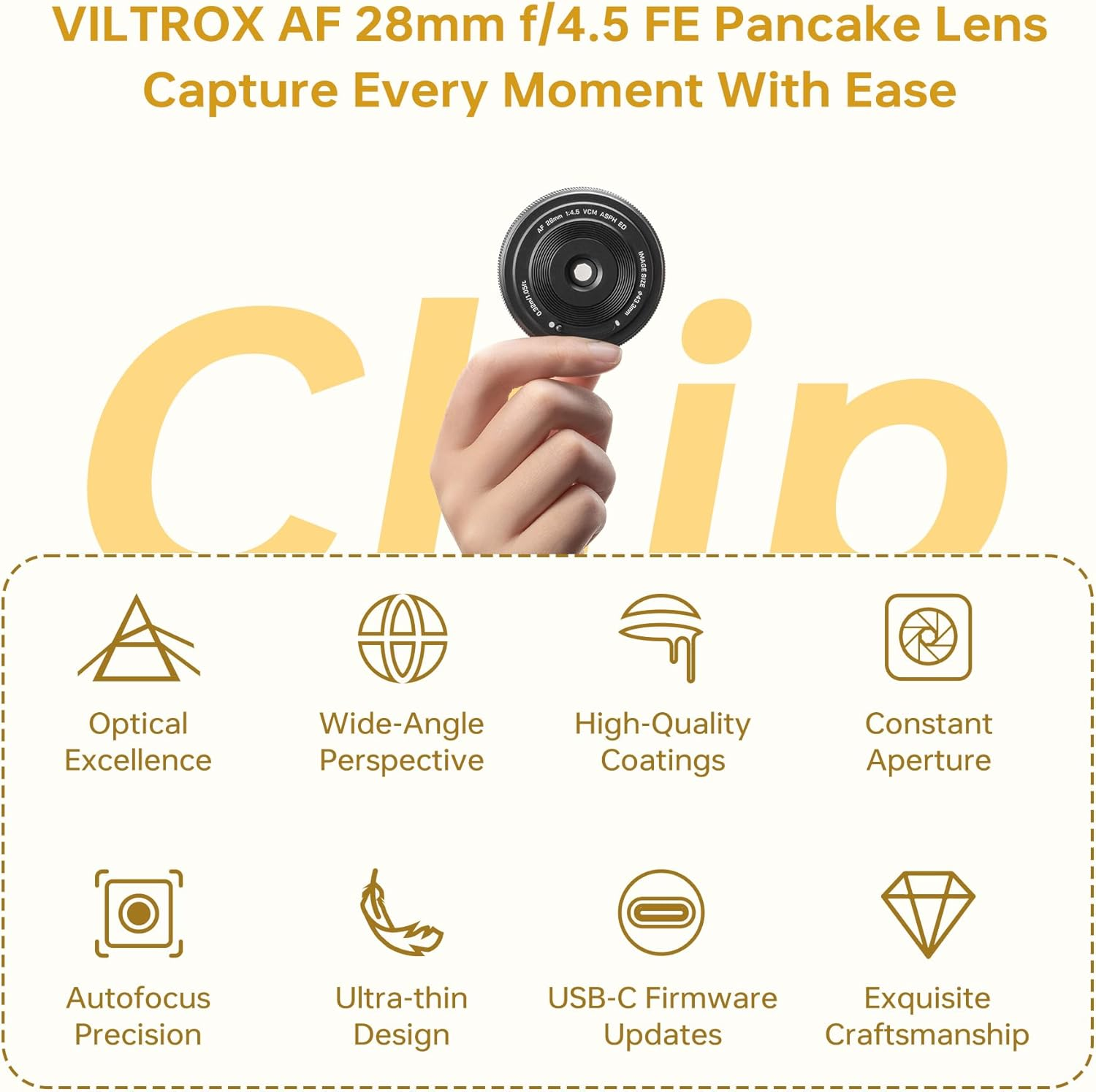 VILTROX 28Mm F4.5 Pancake Lens for Sony E, Auto Focus Chips-Size Full Frame Wide Angle Lens Compatible with Sony E Mount Cameras A7Cr A7Cii A7C A6700 Zv-E100 A6600 A6400 A7Iv A7Iii