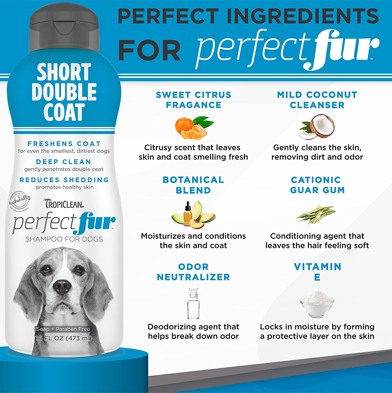 Tropiclean Perfect Fur Short Double Coat Shampoo for Dogs 473Ml image number 3