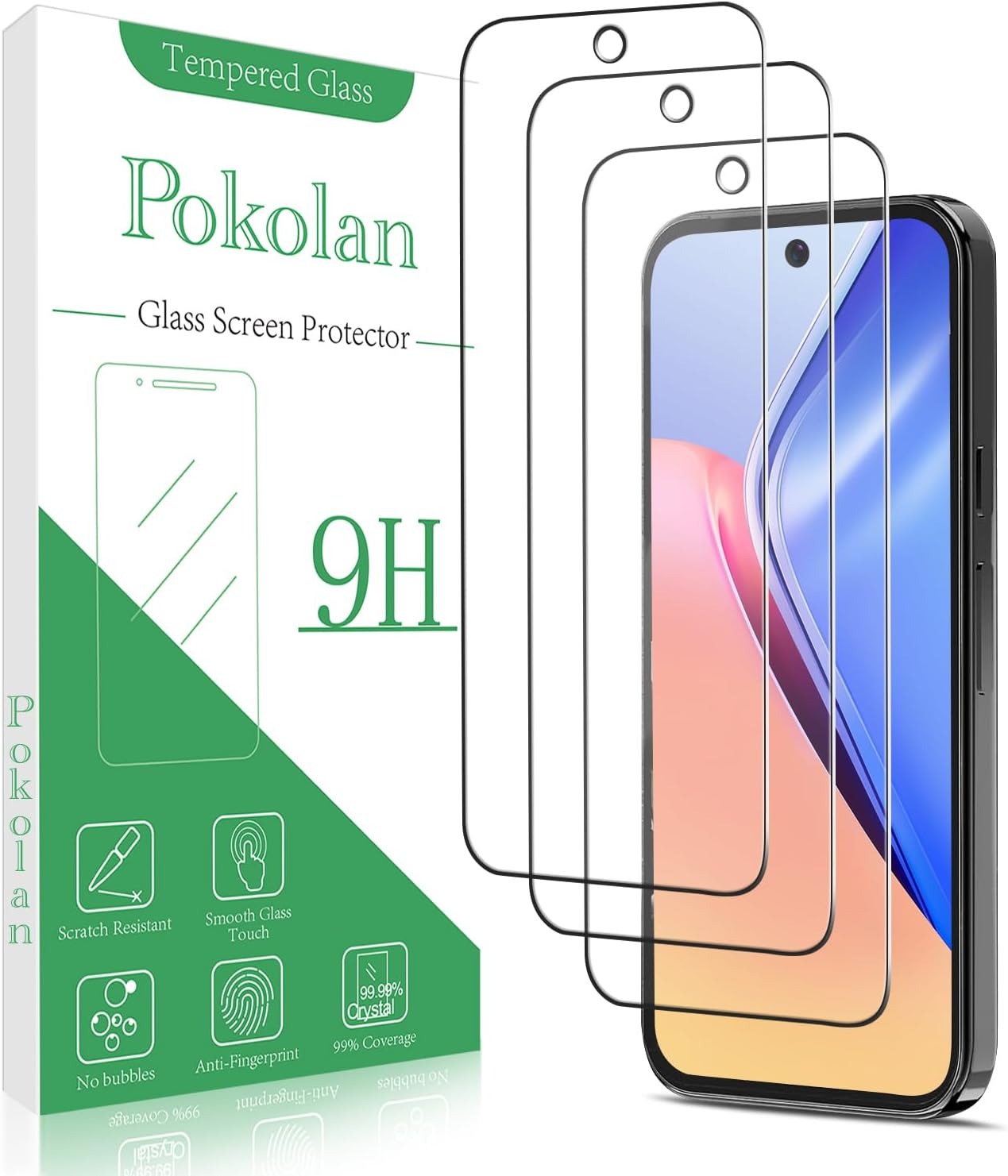 Pokolan 3 Pack Screen Protector for Google Pixel 9 Pro Fold Tempered Glass, 9H Hardness, Case Friendly, No Bubbles, anti Scratch, Ultra Resistant image number 1
