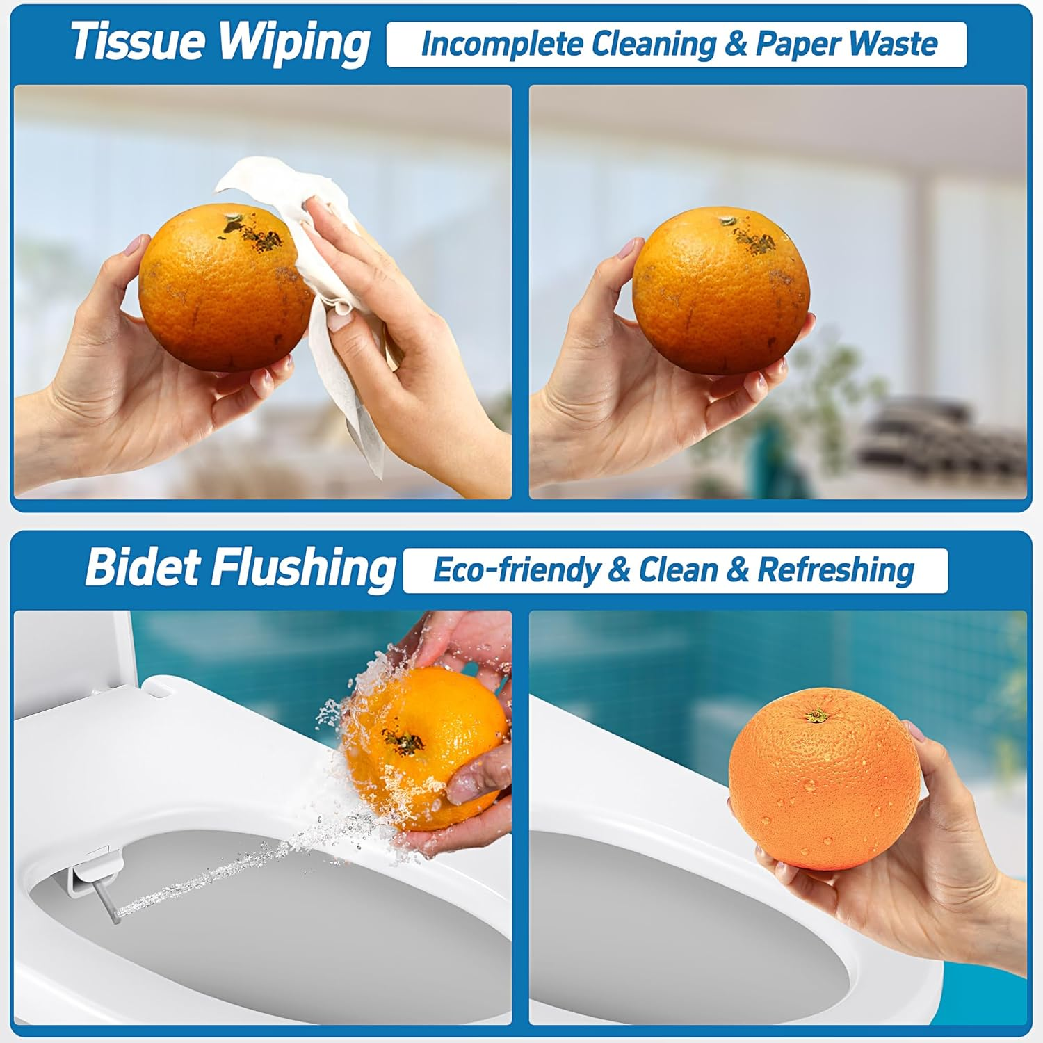 SAMODRA Bidet Toilet Seat, Non-Electric Toilet Seat Cover with Rear and Feminine Cleaning, Toilet Attachment Bidet, Toilet Seat O Shape with Soft-Closing Cover (O Shape) image number 3