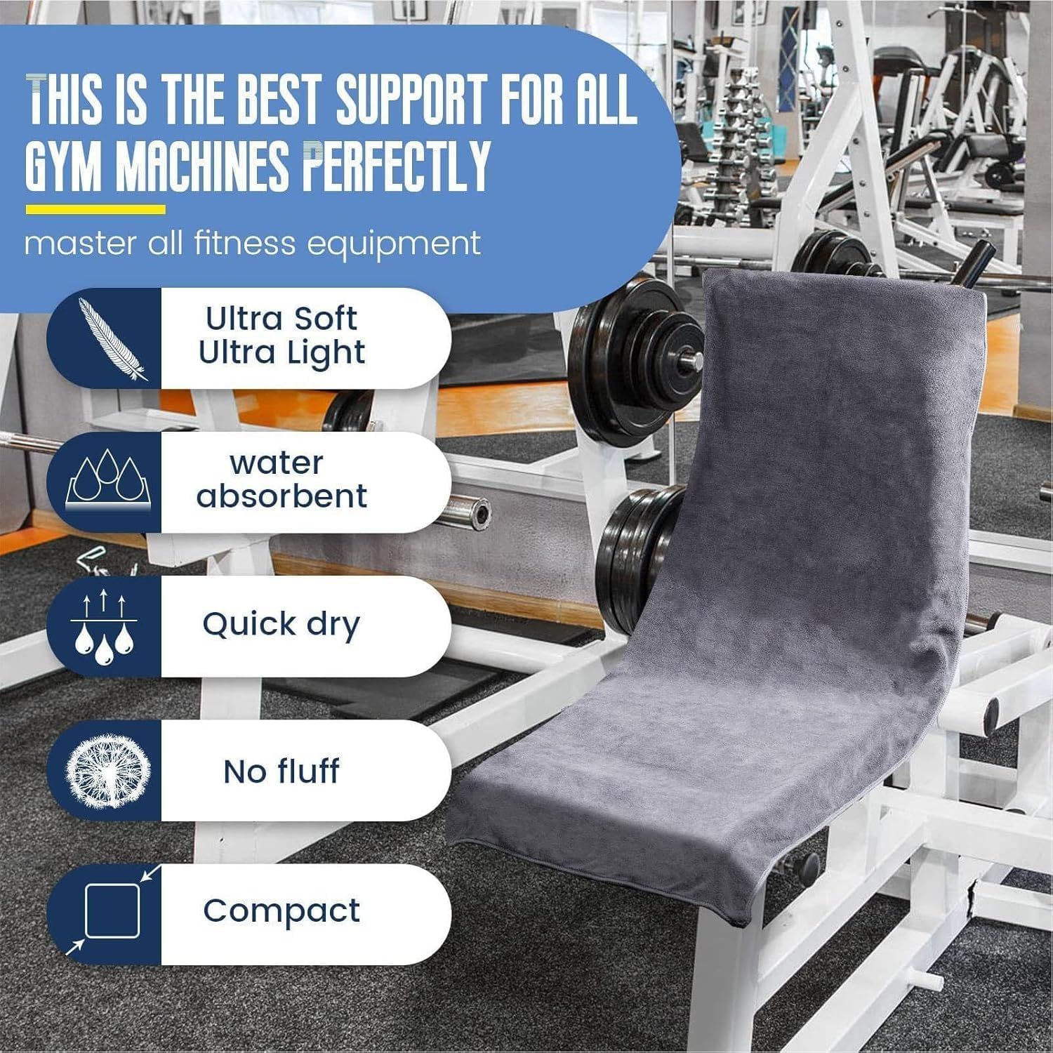 Fitness Towel, 135 X 50 Cm, Sports Towel, Suitable for Fitness Training and Sports, Microfibre, Absorbent and Soft Gym Towels, with Zip Pocket (1) image number 1